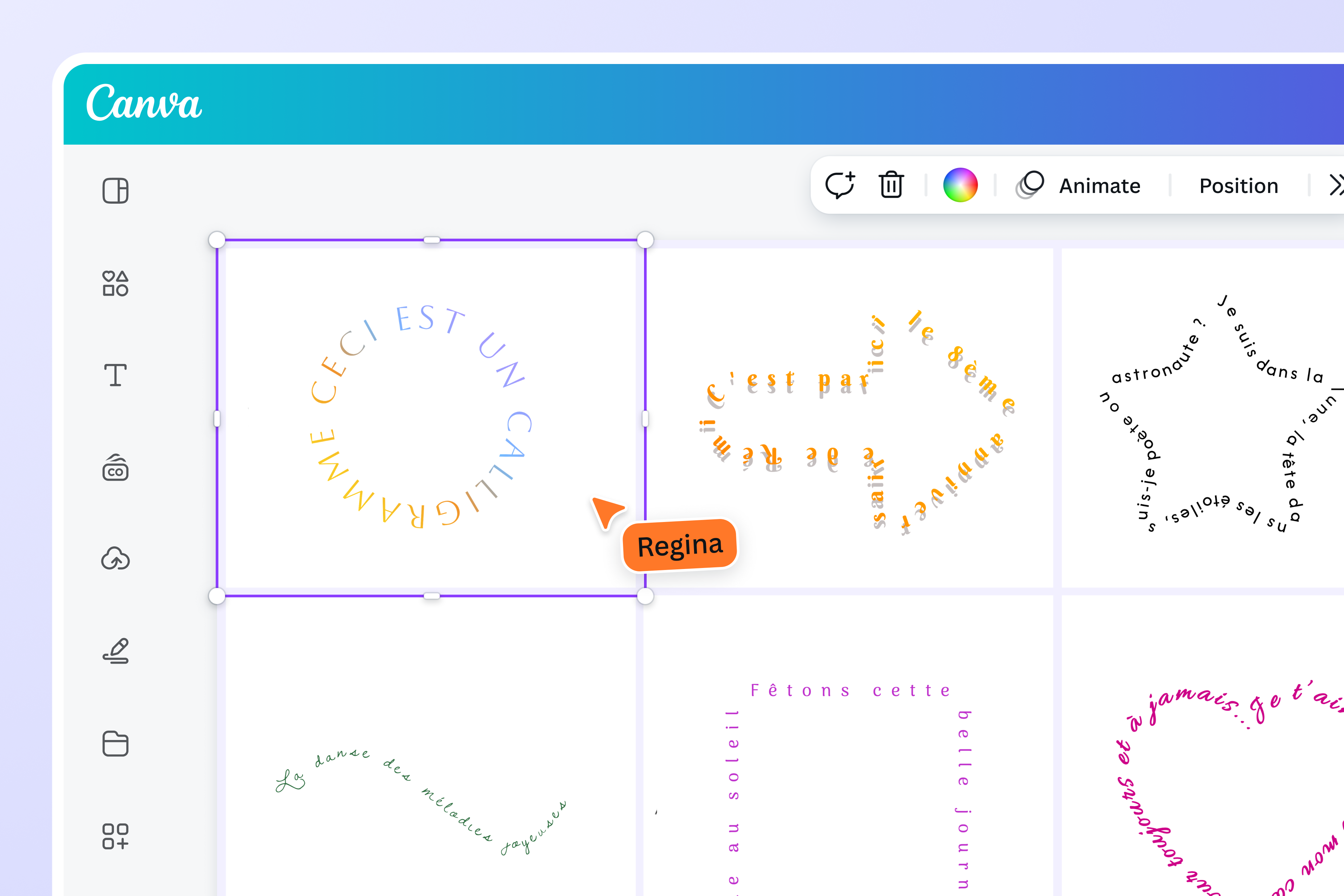 Exemple de calligramme généré sur Canva