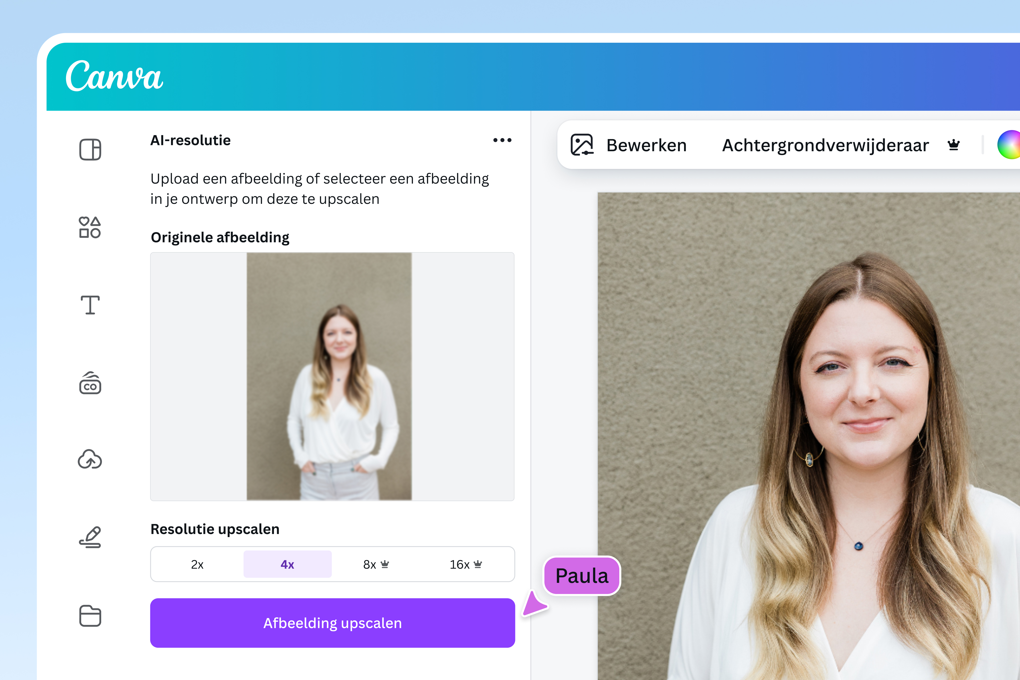 Upscale your photo to high resolution by up to 4x Upscale your photo to high resolution by up to 4x