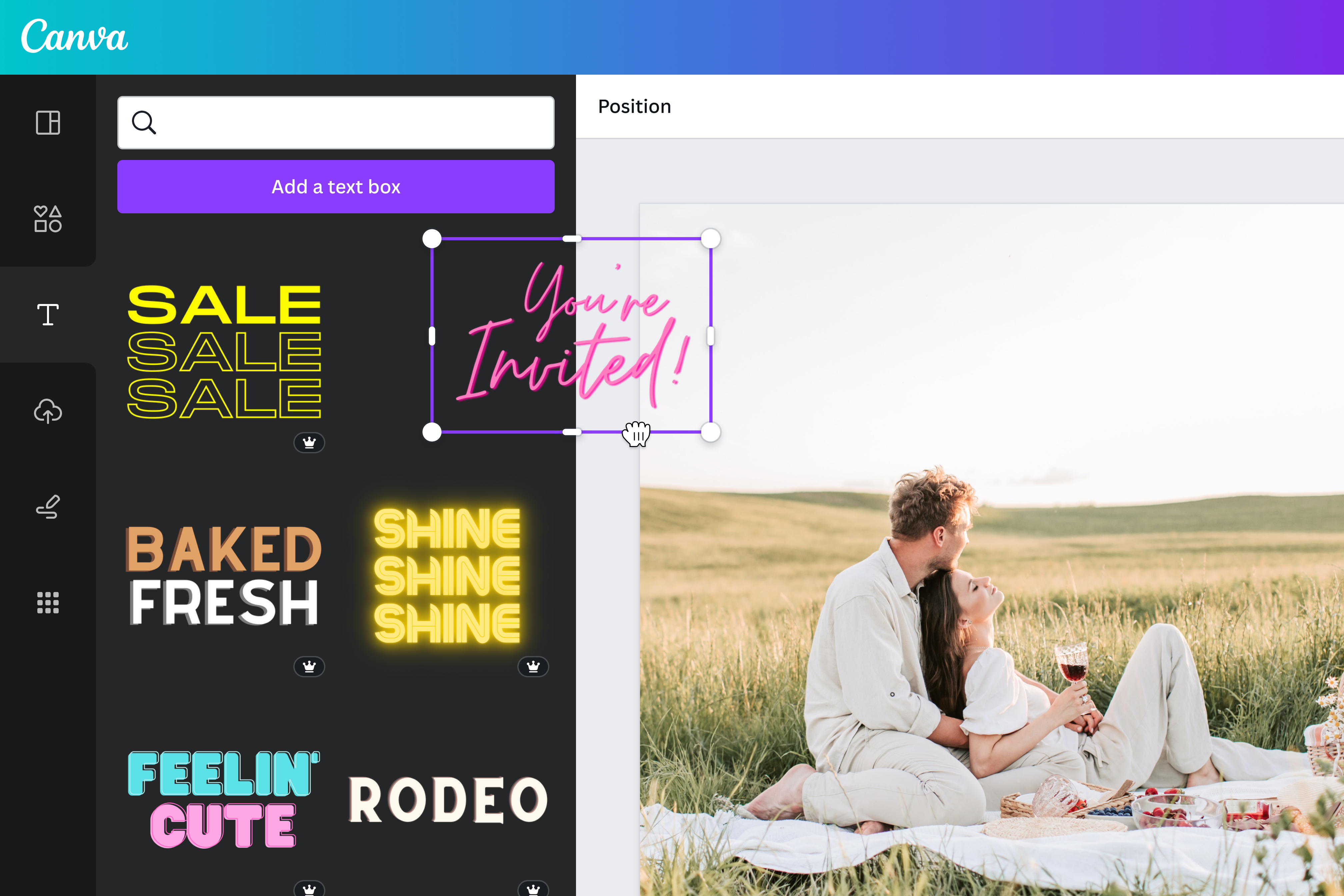 Drag and drop text to your photo