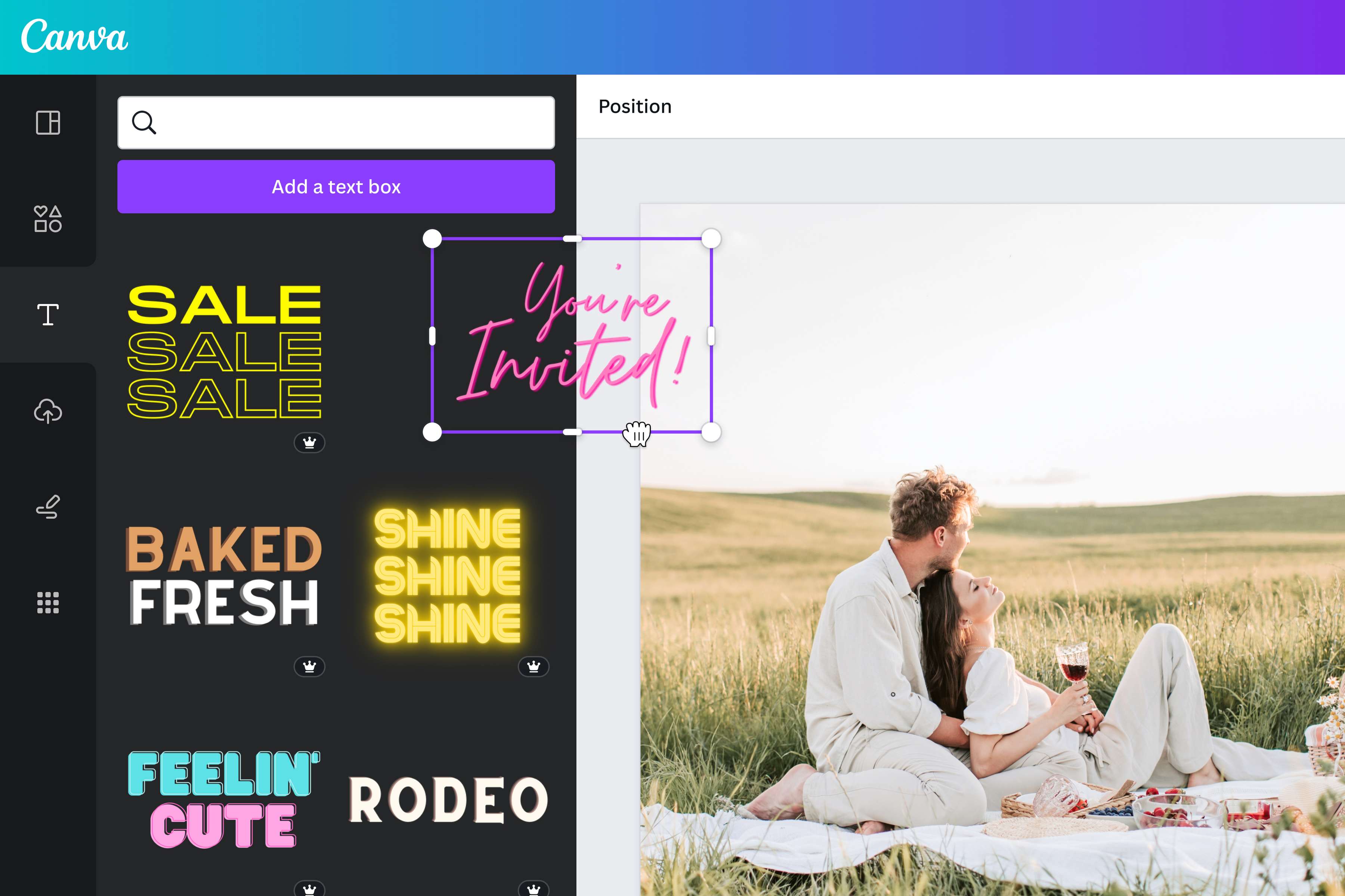 Drag and drop text to your photo