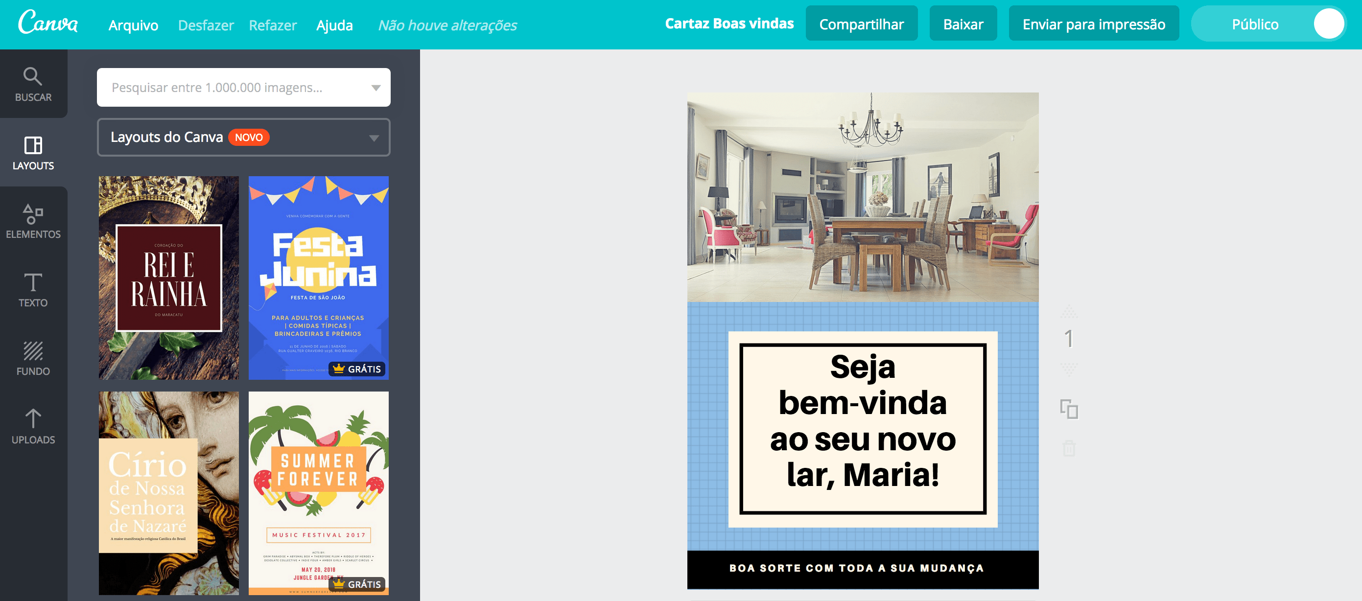 Cartaz de boas vindas