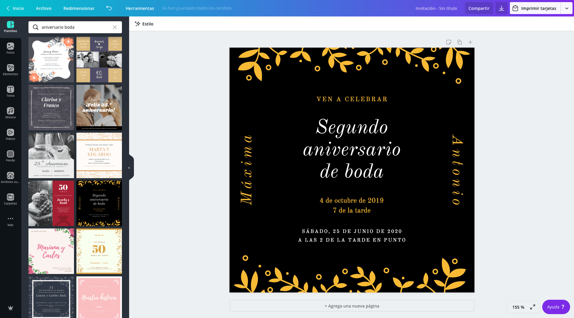 Invitaciones para tu aniversario de bodas