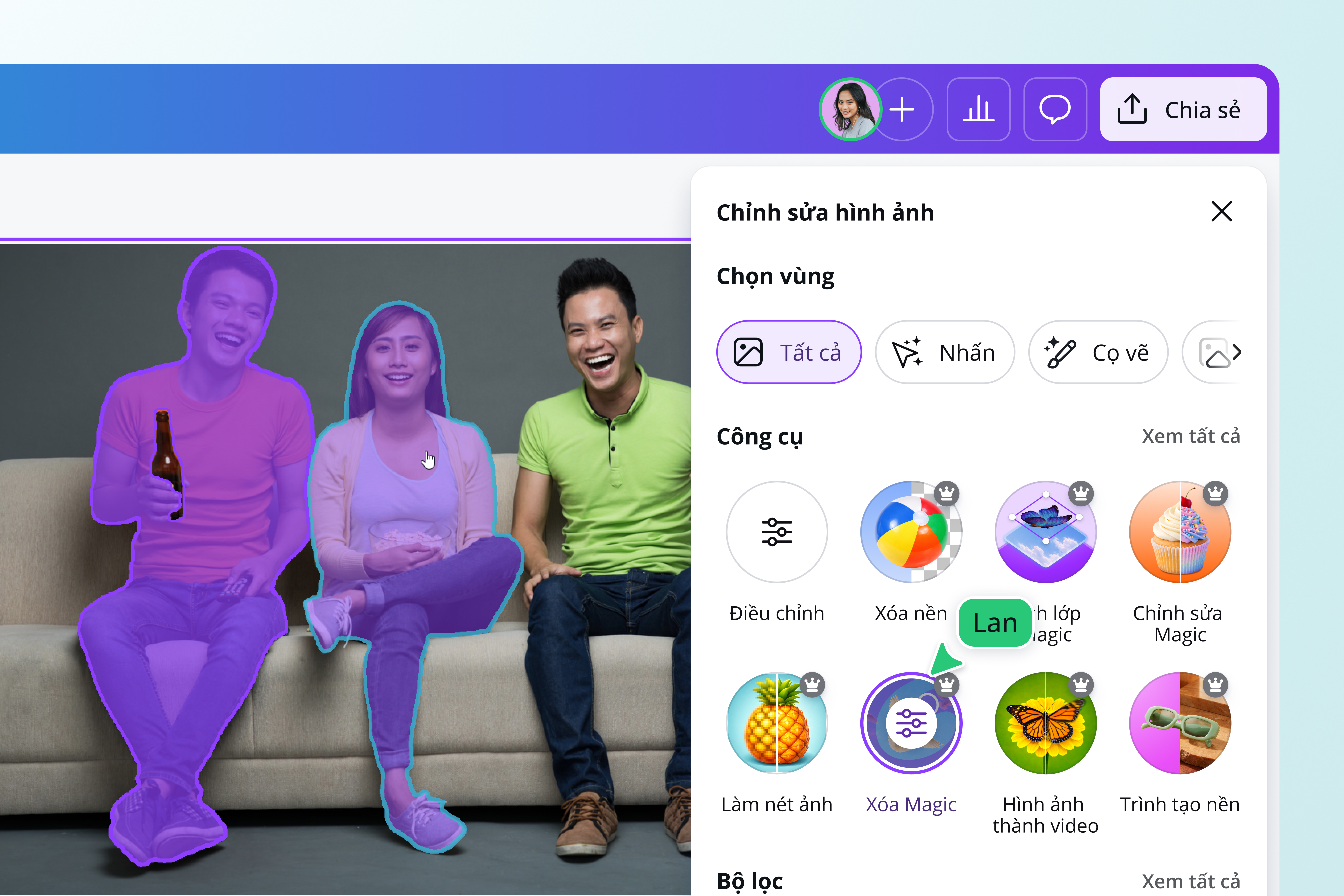 Use magic eraser to enhance your deblurred image