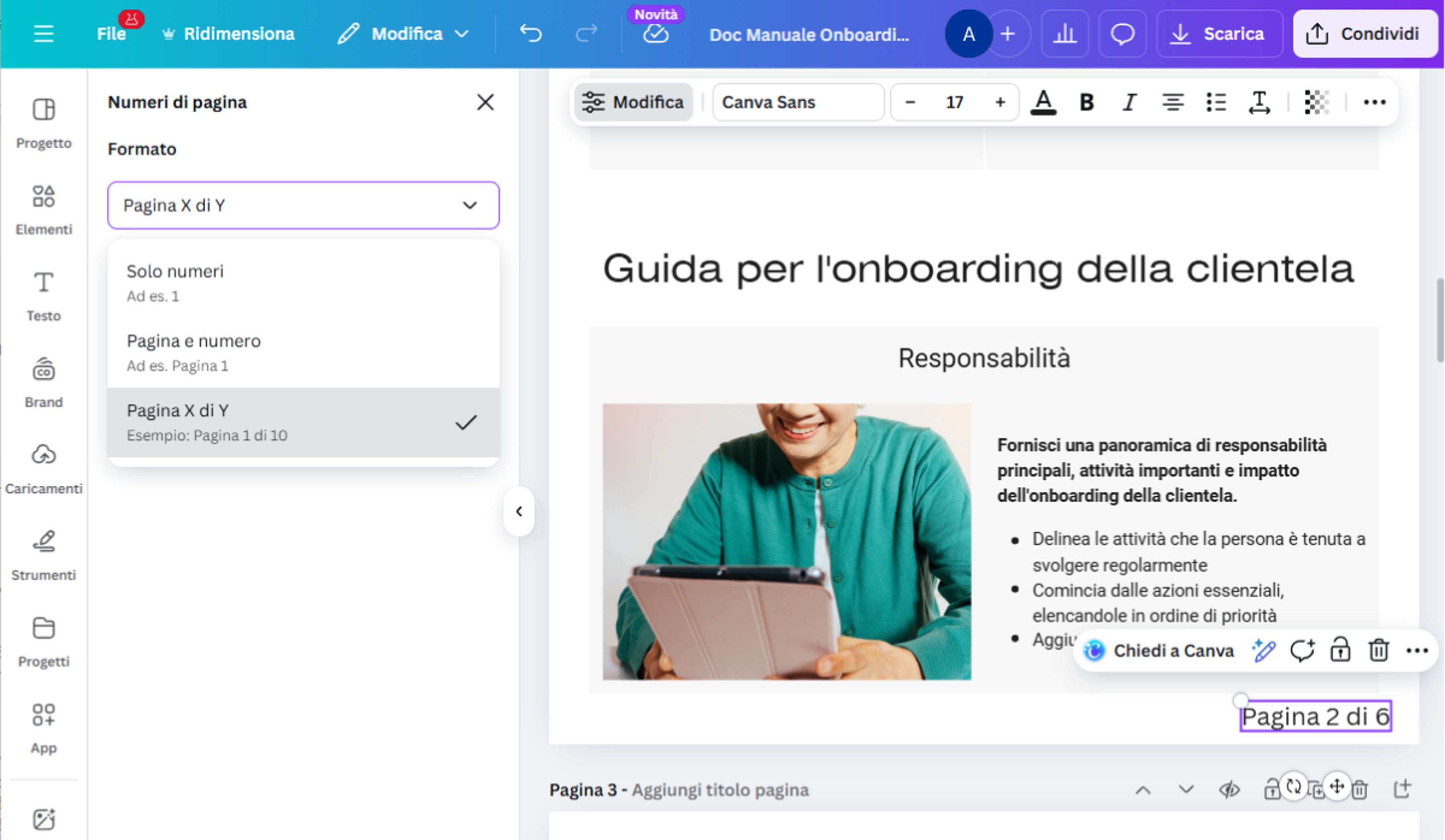 numerazione pagine pdf