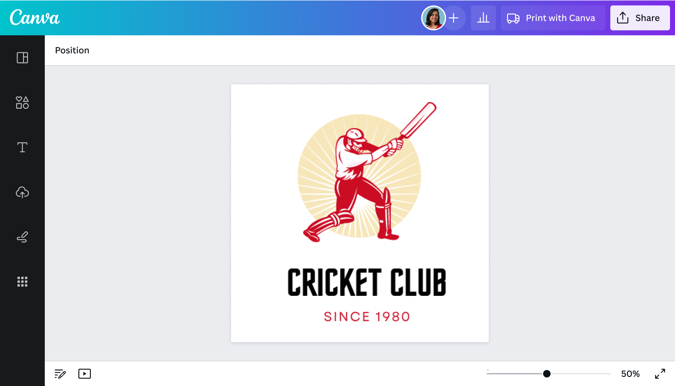 Anteprima cricket logo hd su Canva