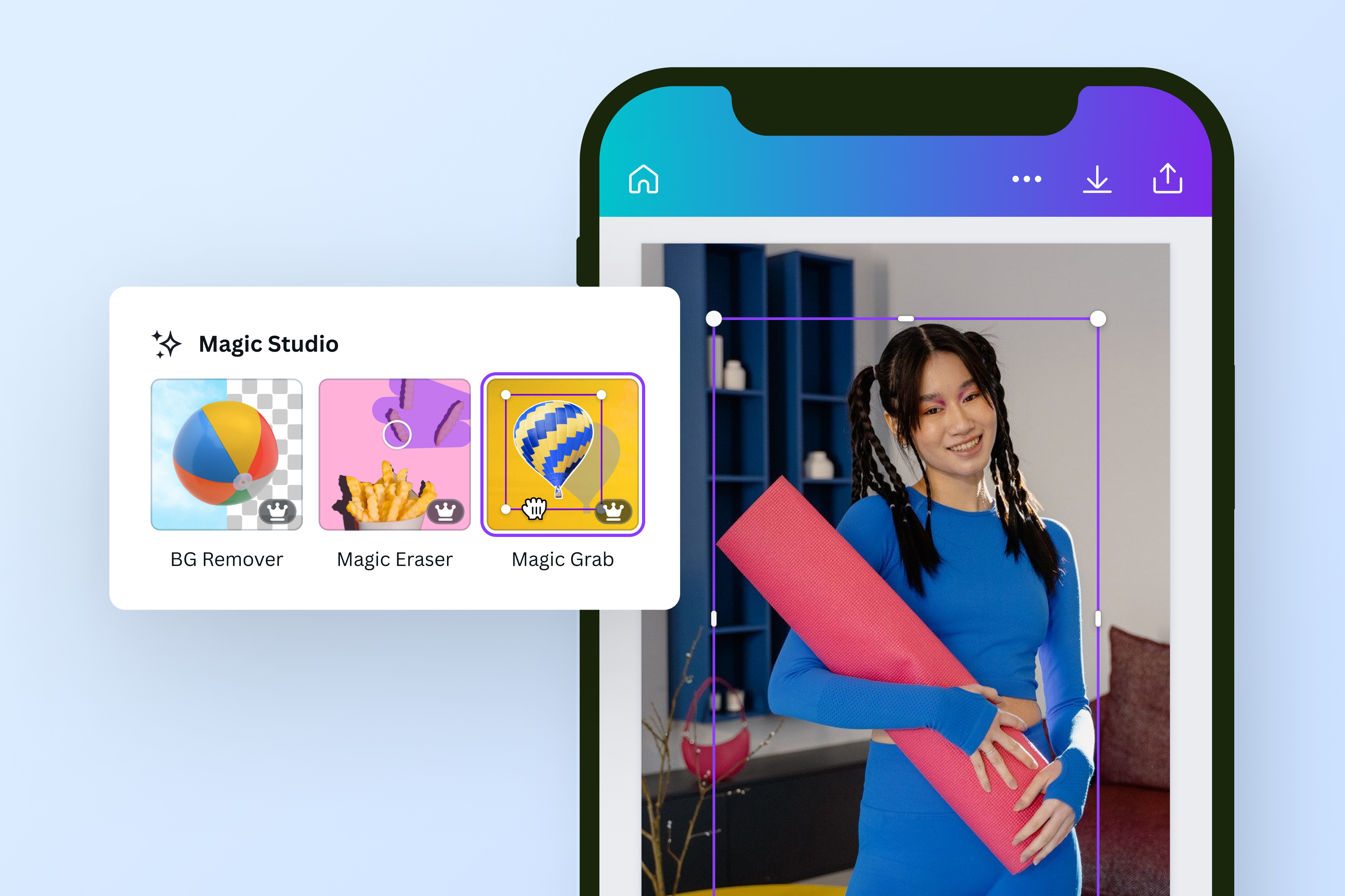 Use マジック切り抜き to isolate the subject