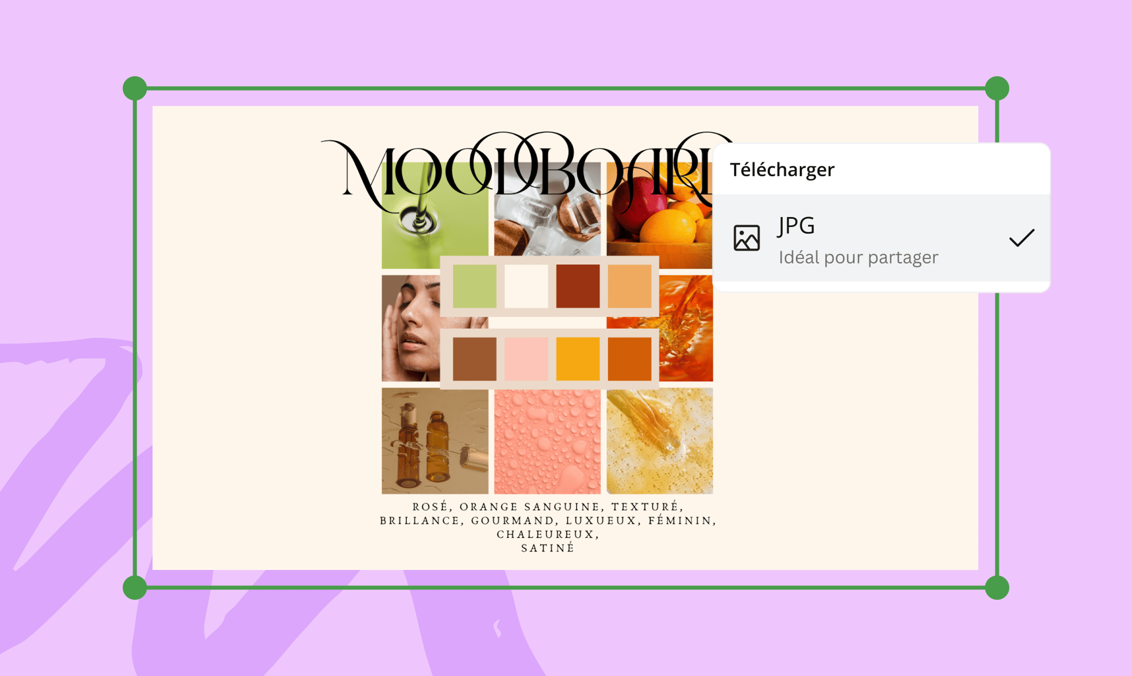 Options de formats de téléchargement ouverts sur Canva