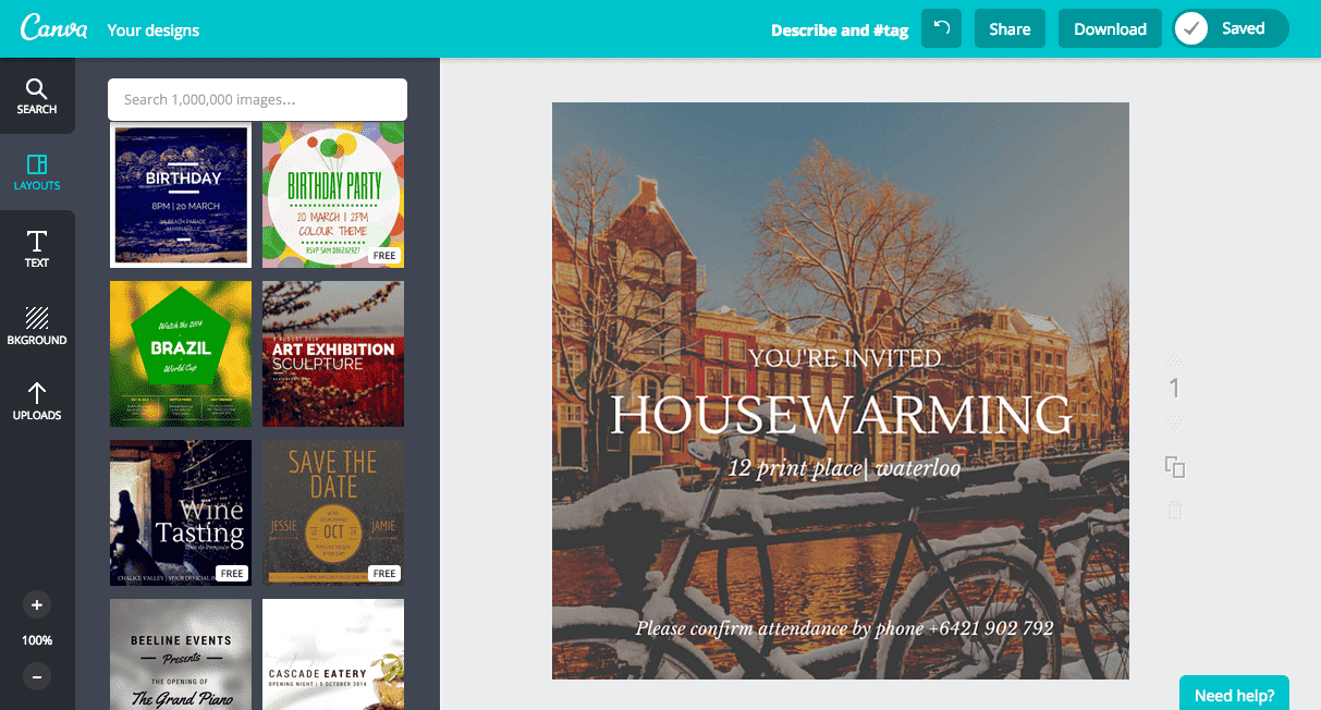 Create a housewarming invitation in Canva