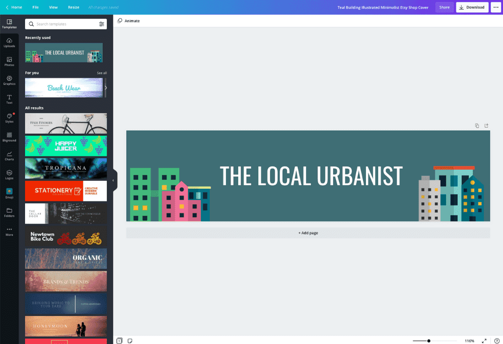 How to make an Etsy banner - Canva