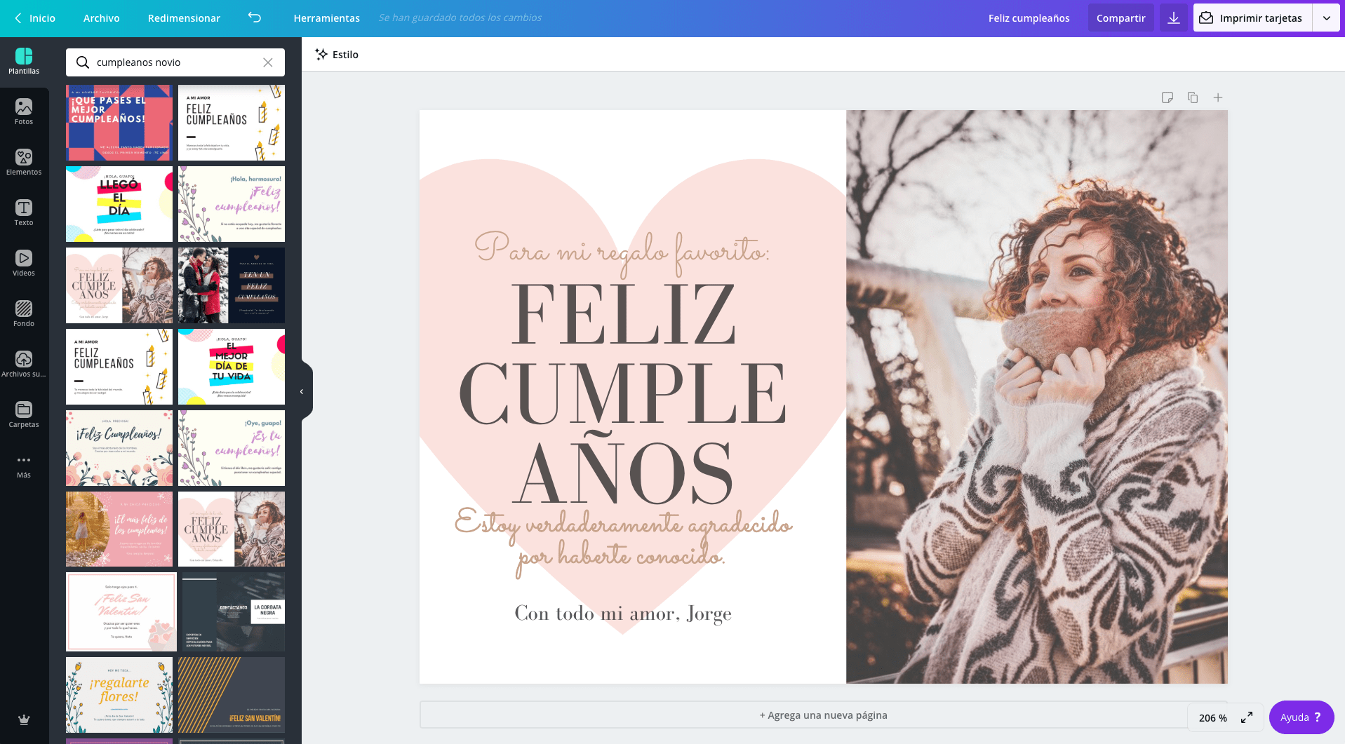 Tarjetas de cumpleaños para novios Tarjetas de cumpleaños para novios