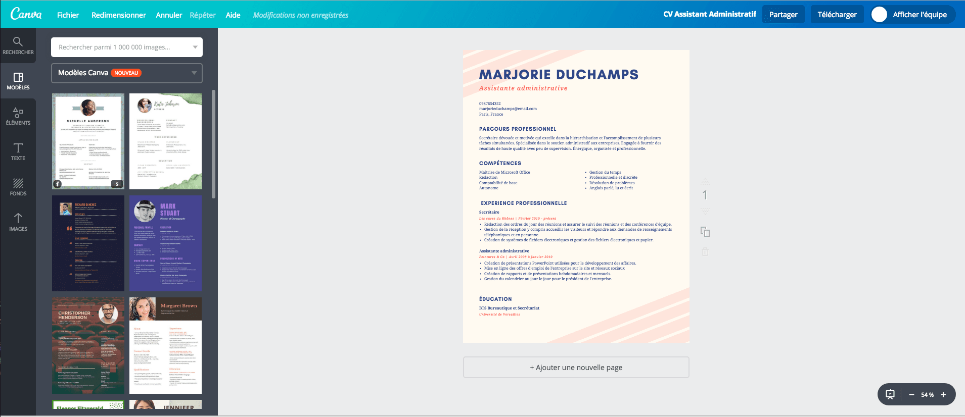 CV assistant administratif
