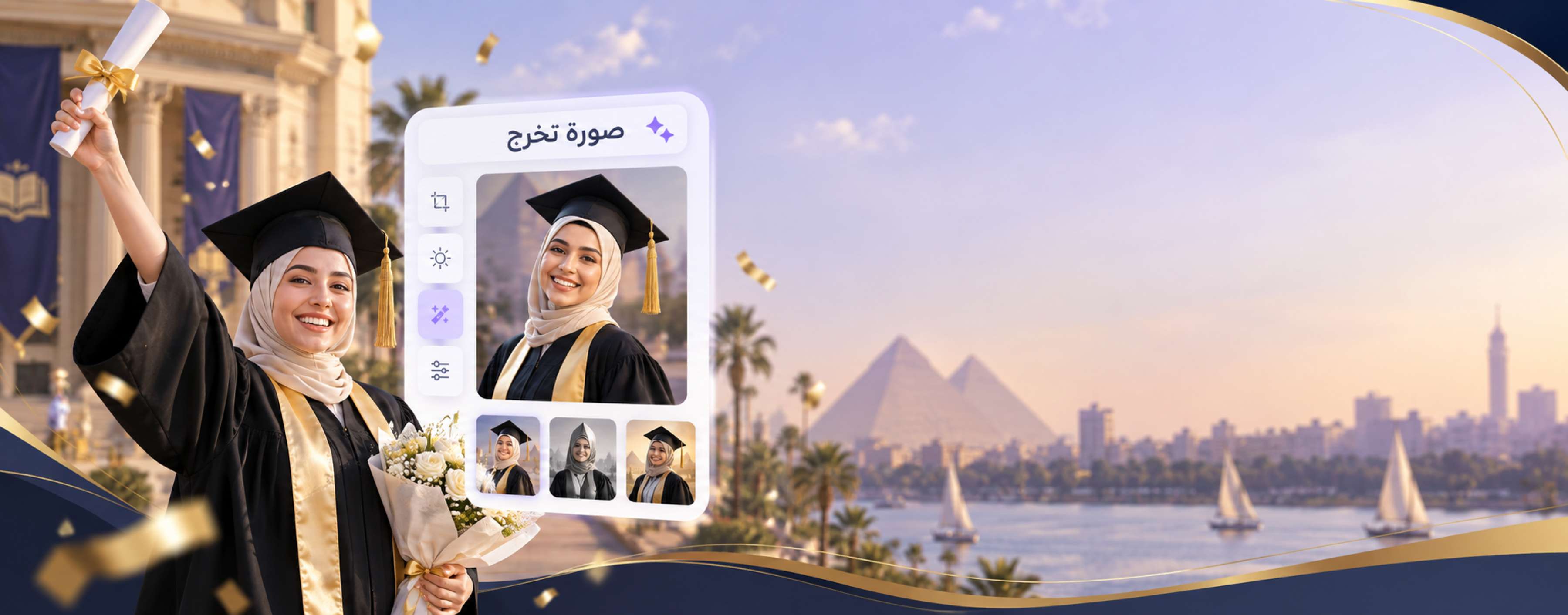 صورة تخرج عربية مع أدوات تعديل بالذكاء الاصطناعي في Canva