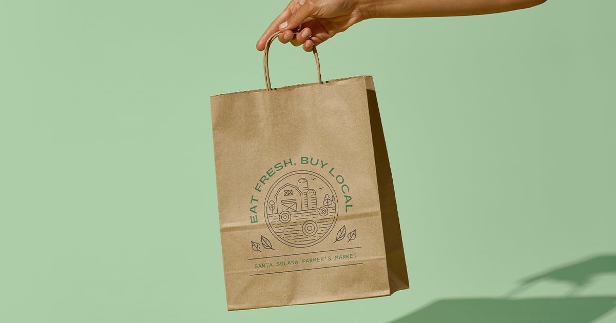 Custom brown print shopping paper bags with your own logo