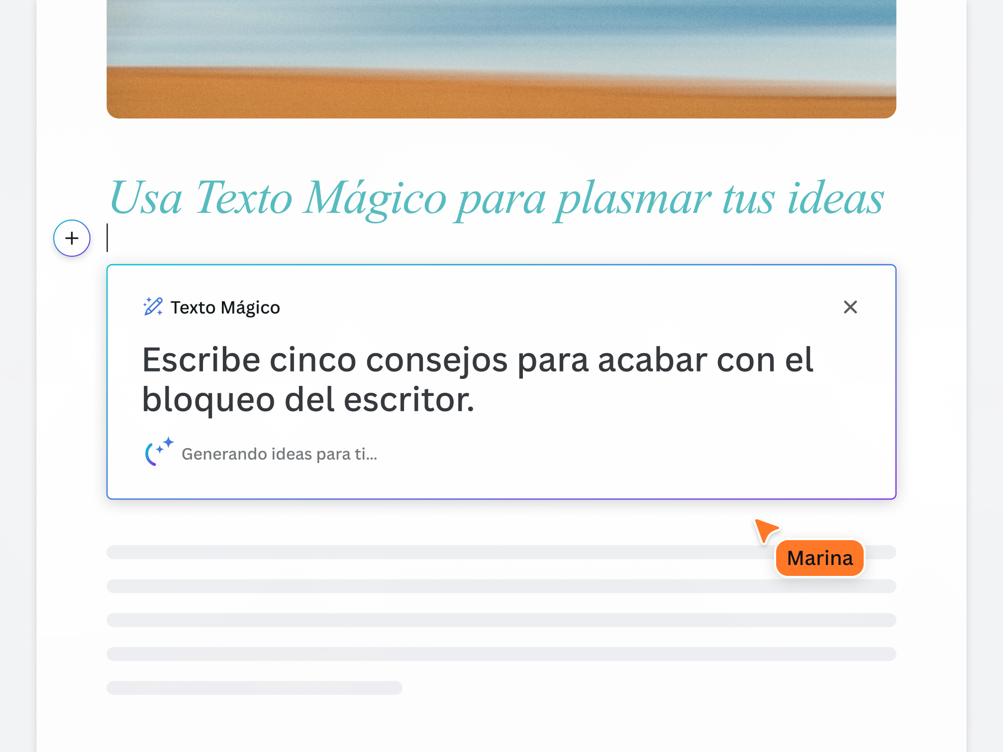 Texto Mágico: generador y escritor de texto impulsado por IA | Canva