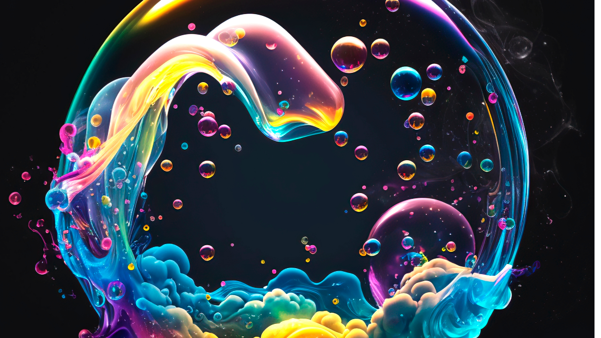 Canva,IA,IntelligenceArtificielle,image,canvacreate,marque,image3D,bulles couleurs,fondnoir