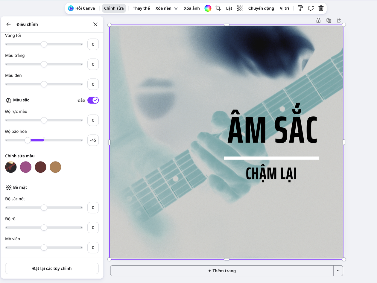 Giảm độ gắt của màu sau khi đảo Giảm độ gắt của màu sau khi đảo
