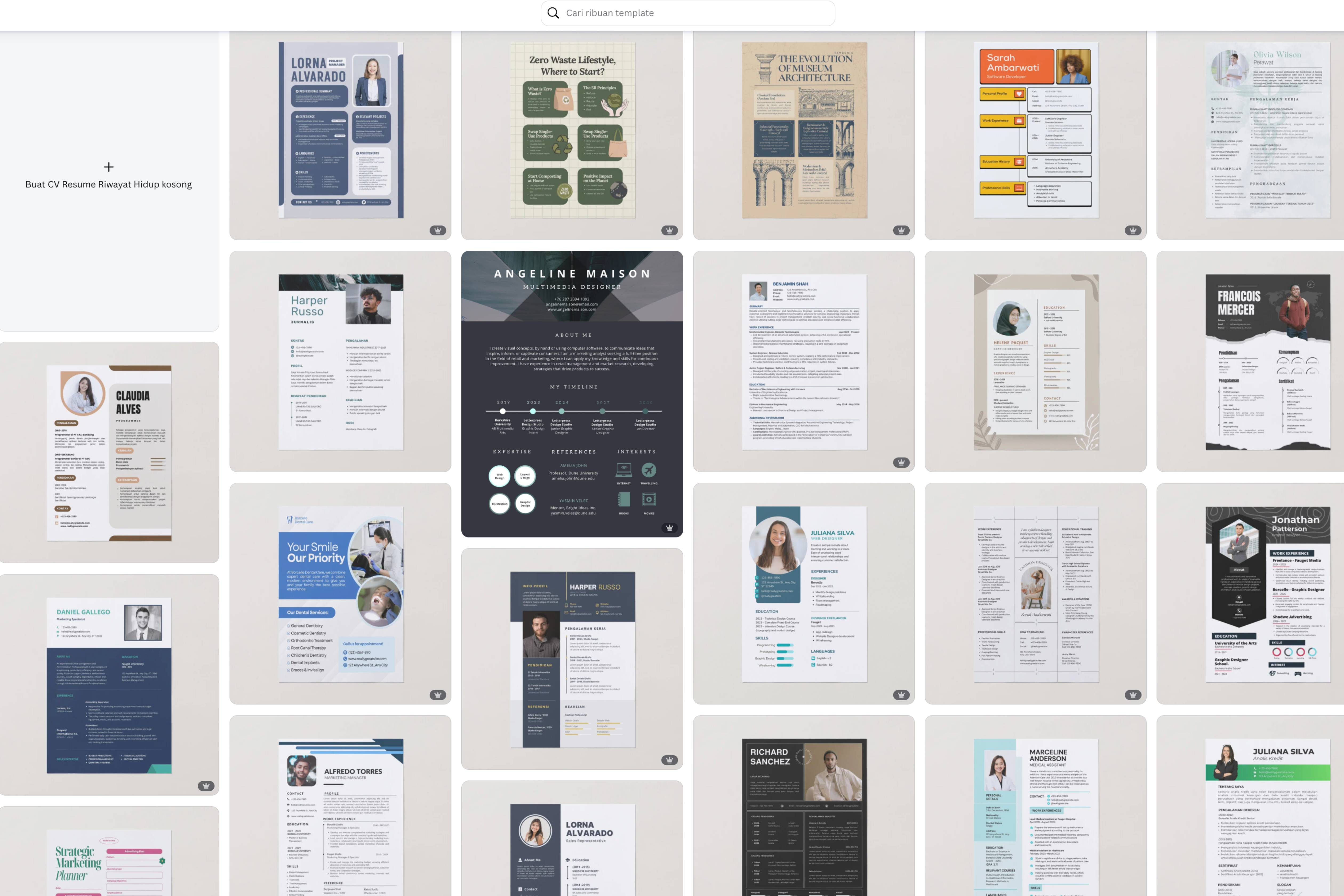 contoh resume cv pdf canva