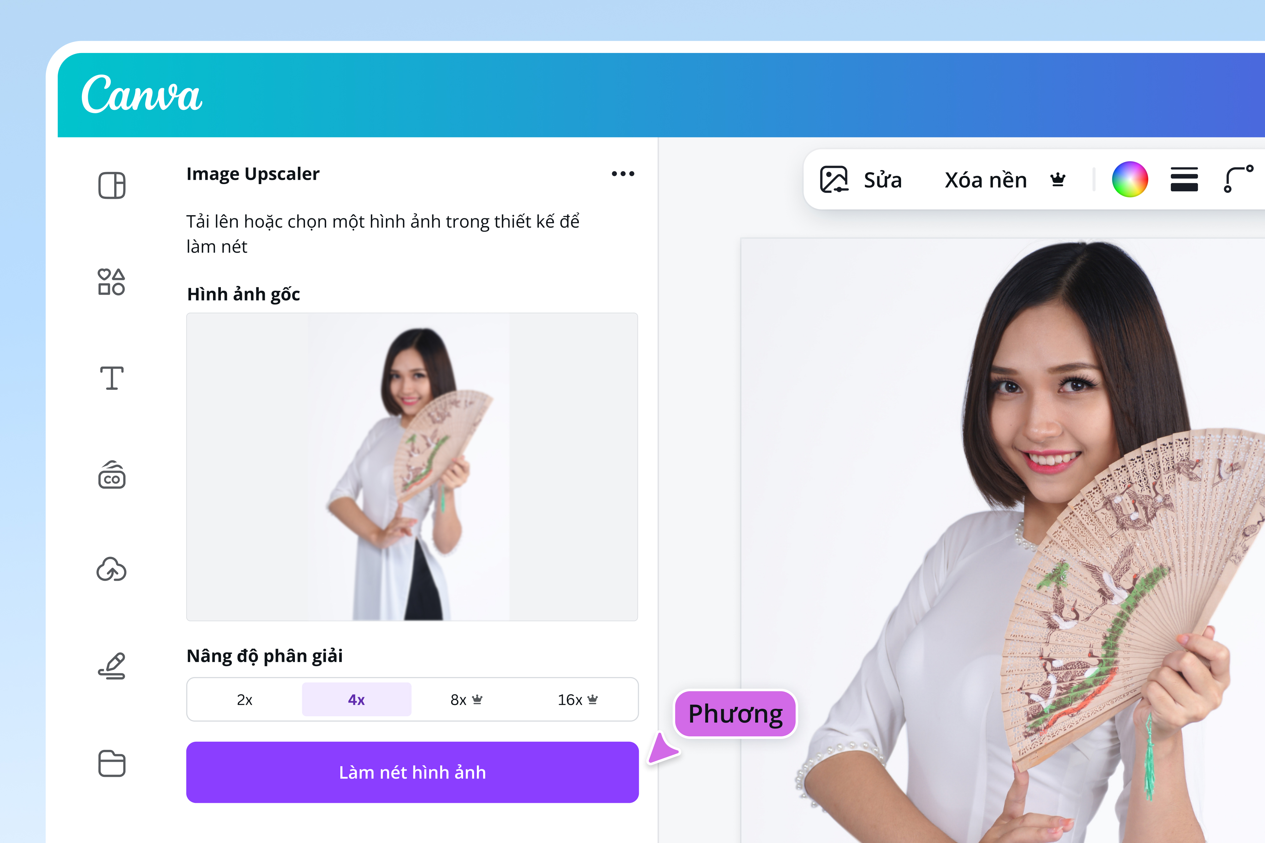 Upscale your photo to high resolution by up to 4x Upscale your photo to high resolution by up to 4x