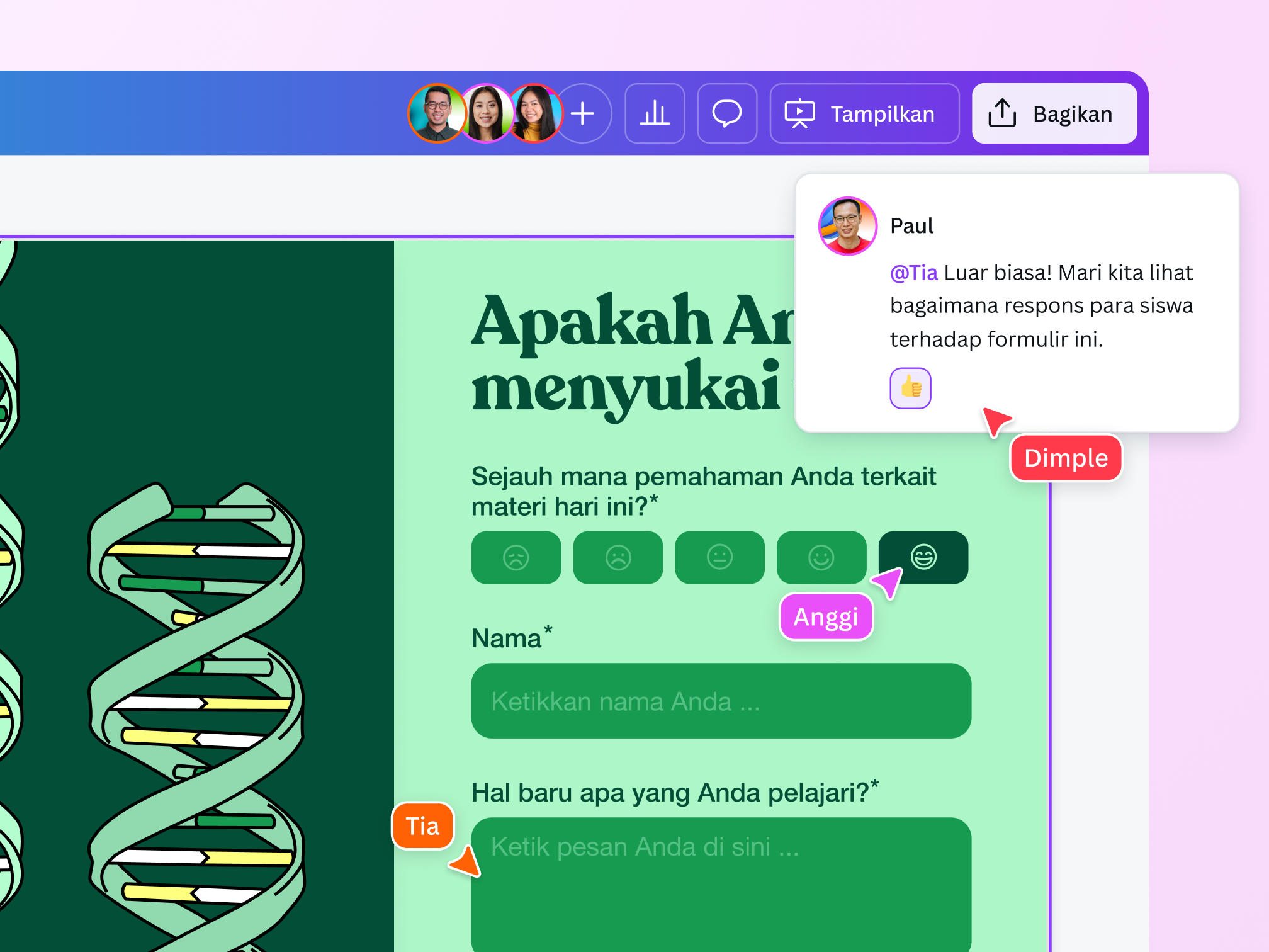 Susun formulir bersama tim