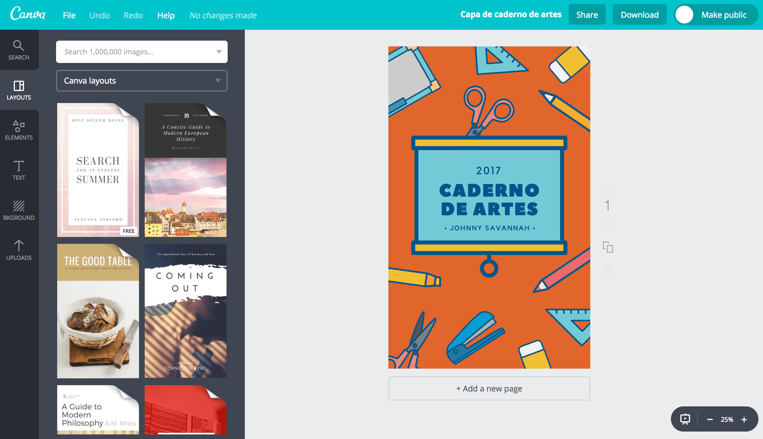 Capa para caderno de artes Capa para caderno de artes