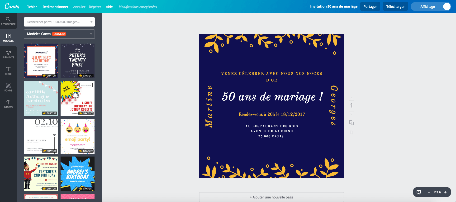 Cartes de 50 ans de mariage Cartes de 50 ans de mariage