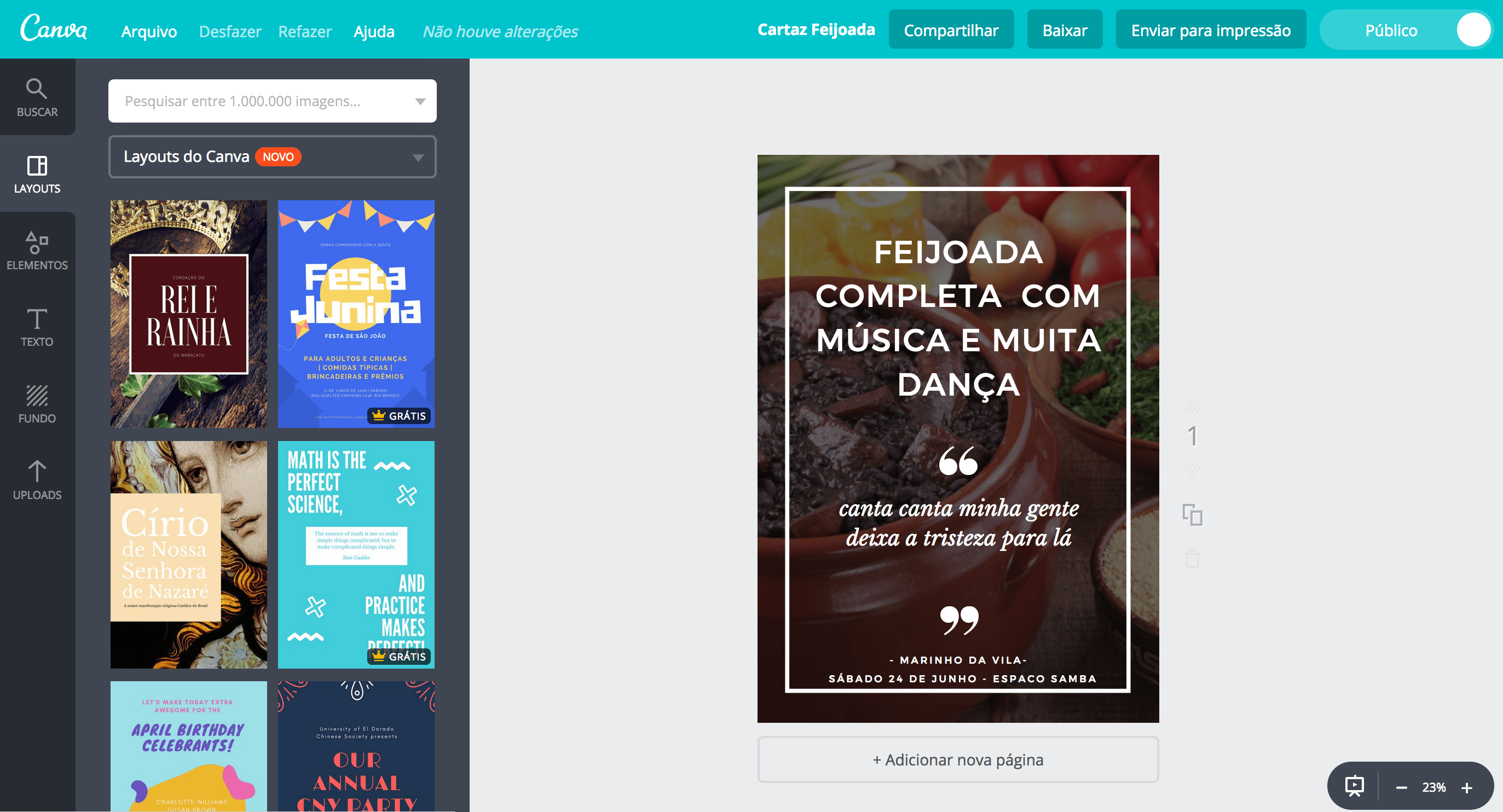 Cartaz para feijoada