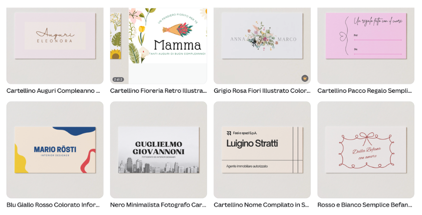 Cartellini personalizzati per eventi