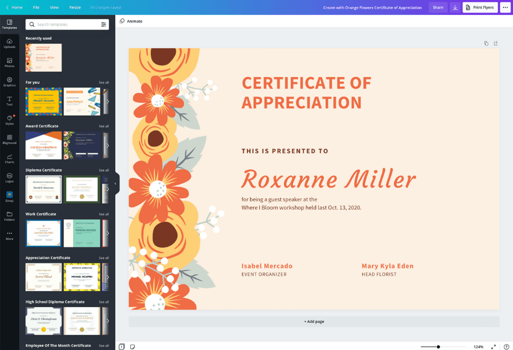How to make a certificate - Canva
