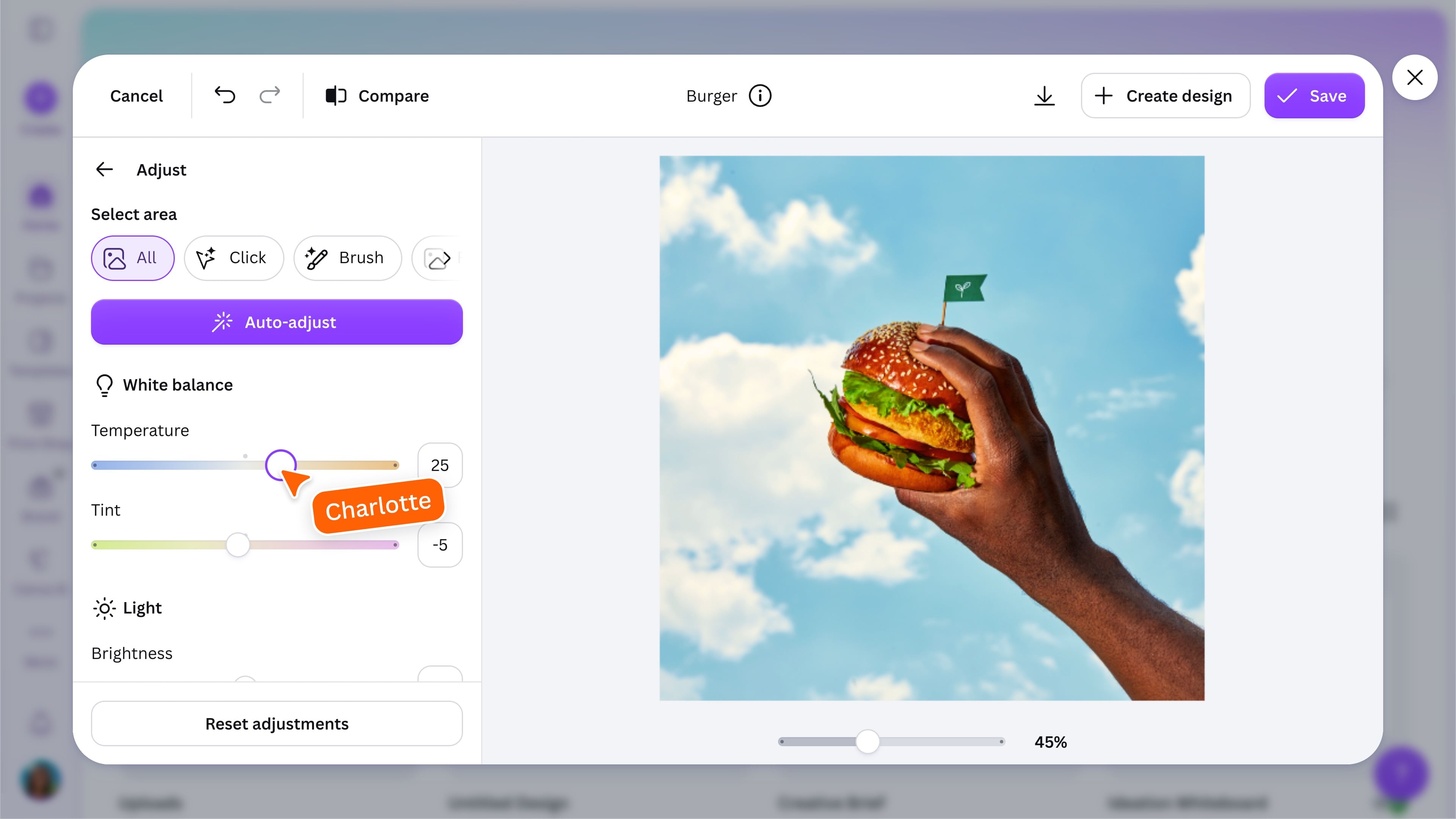 Adjusting White Balance in the Photo Editor menu