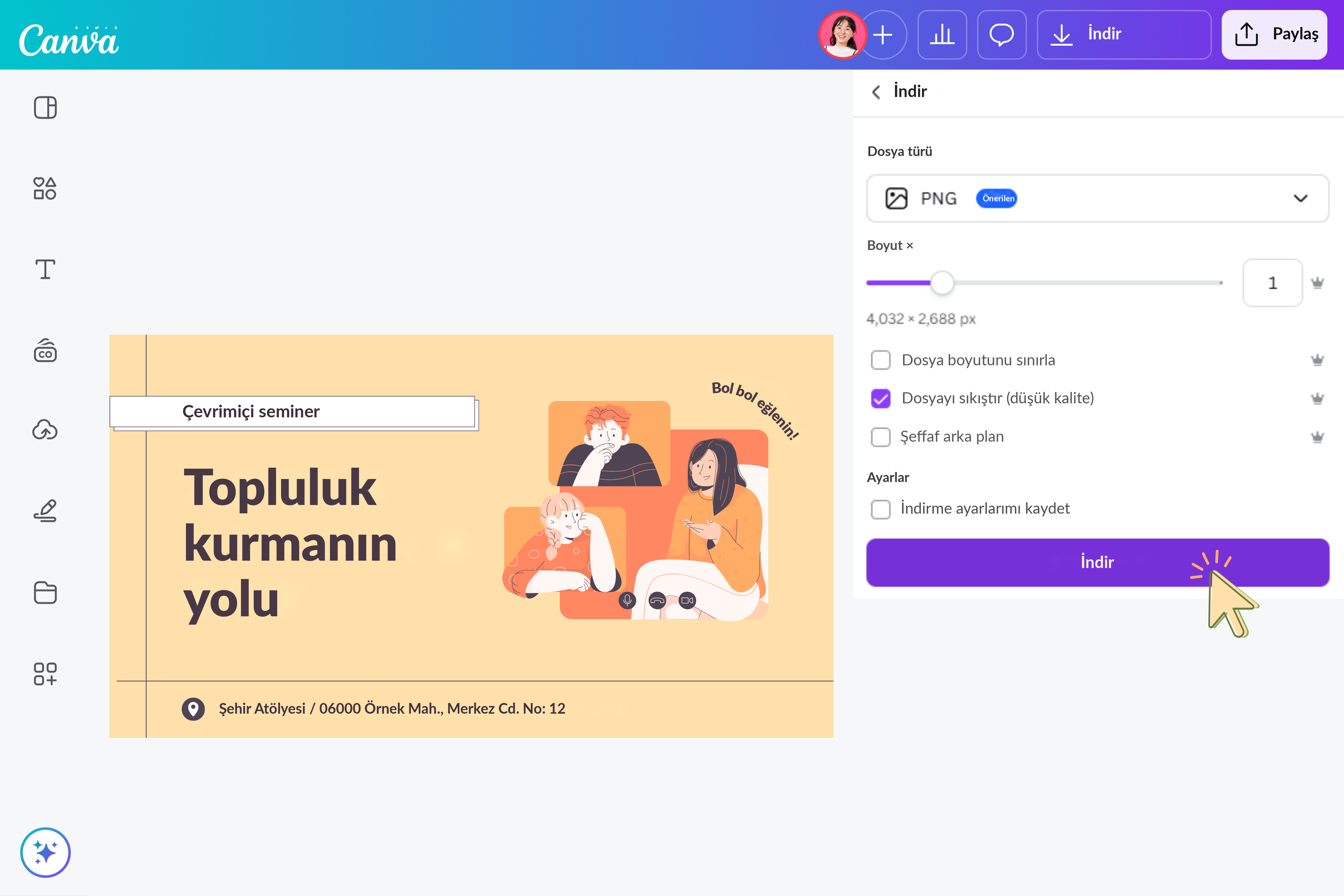 Online PNG sıkıştırma aracı - Canva