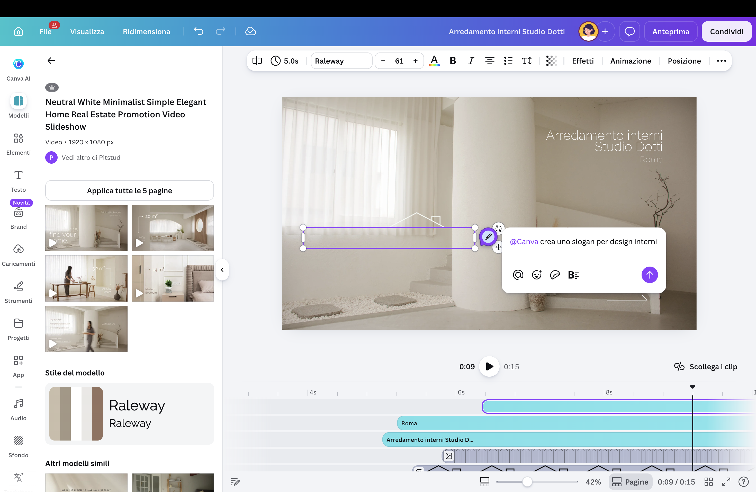 Anteprima funzioni editor video Canva