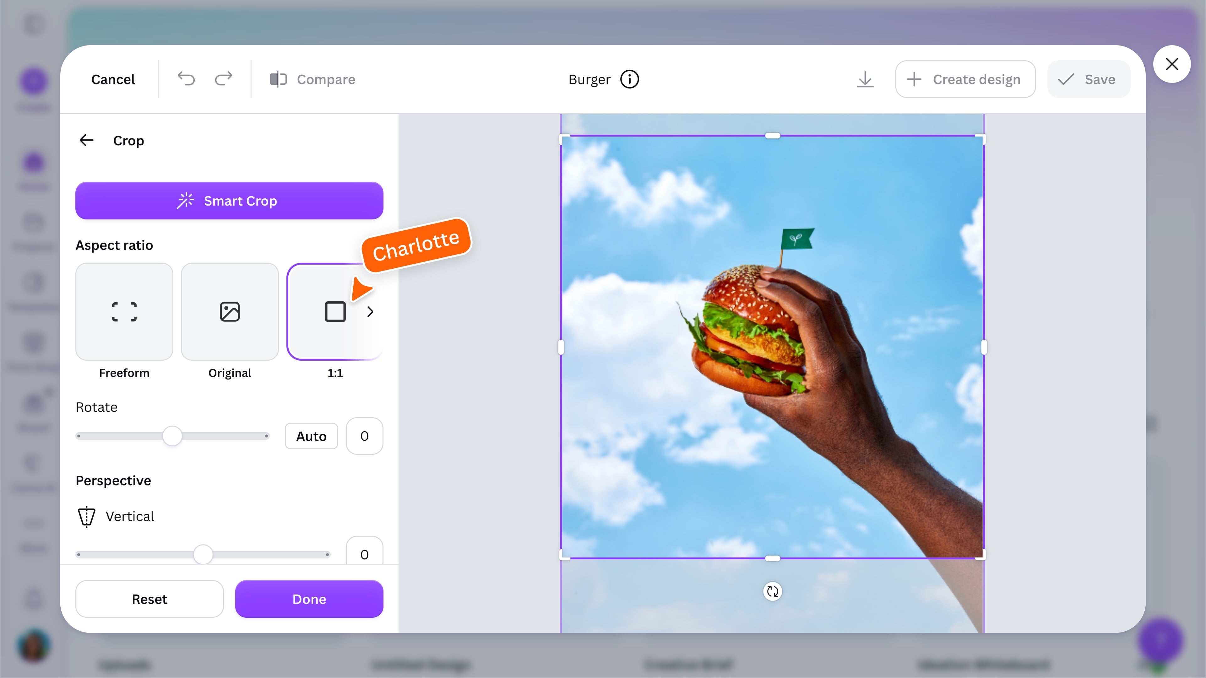 Using Crop in the Photo Editor menu