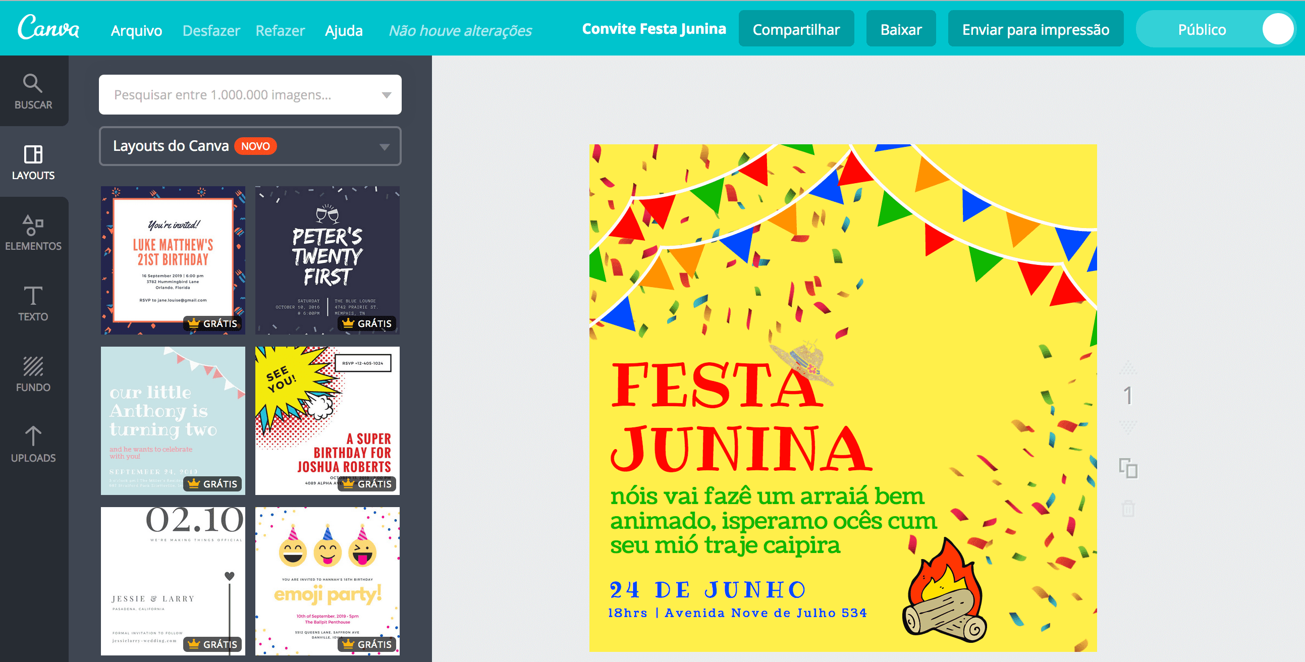 Convite para festa junina