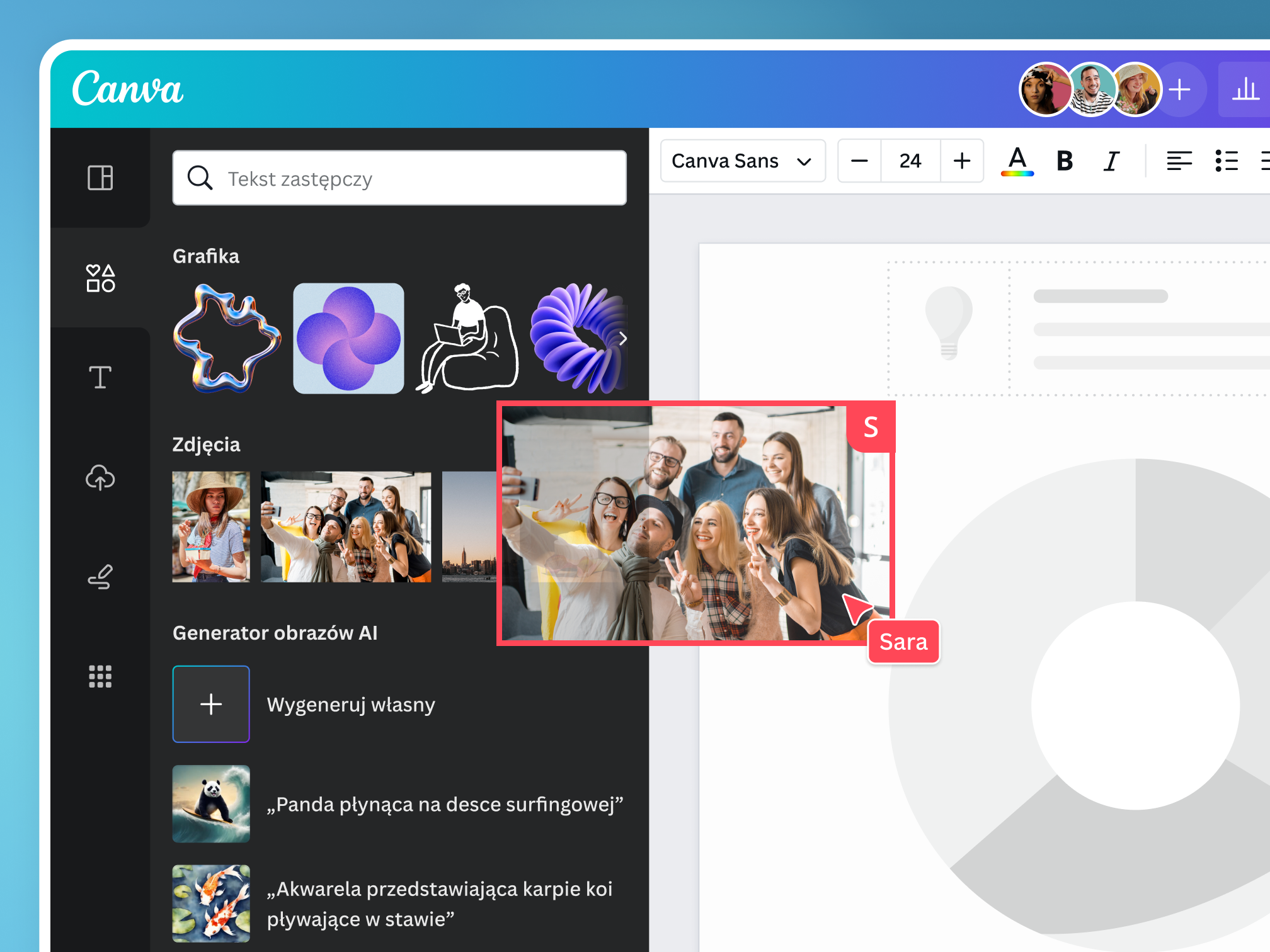 Preview of the Canva Docs drag-and-drop editing, formatting, data viz tools and rich content library