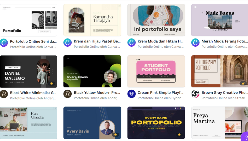 template portofolio lamaran kerja gratis