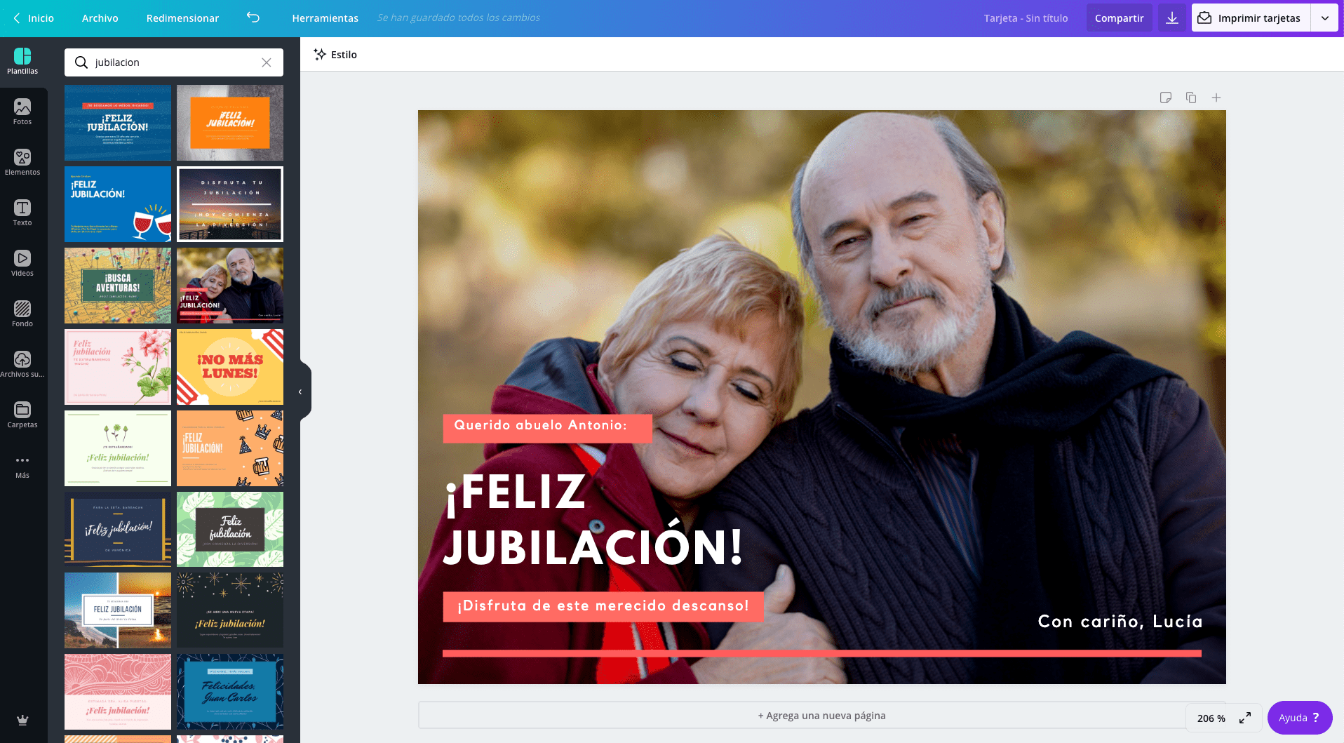 Tarjetas de jubilación