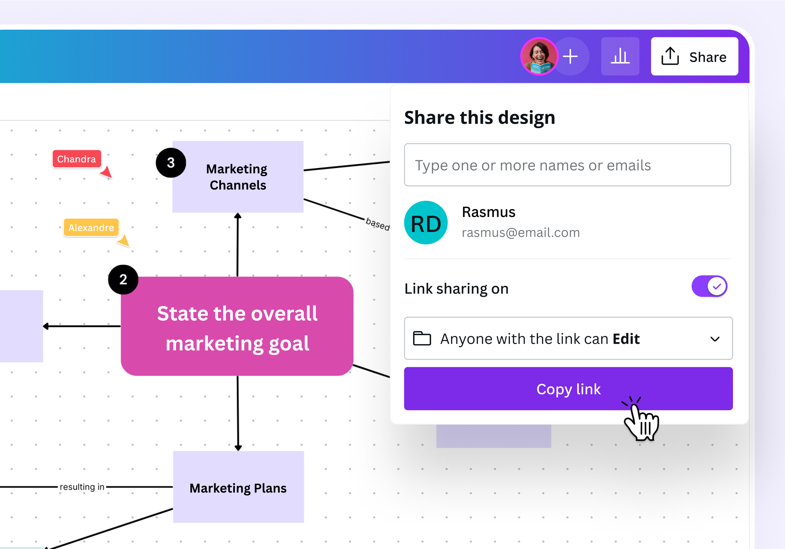 Share and copy the link of your Strategy Maps design