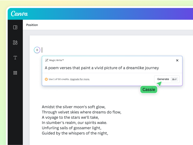 Kostenloser Gedicht-Generator mit KI | Canva