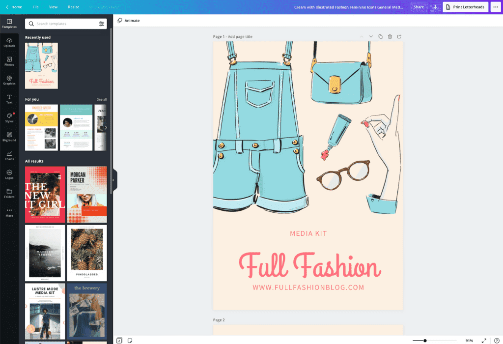 How to make a media kit - Canva
