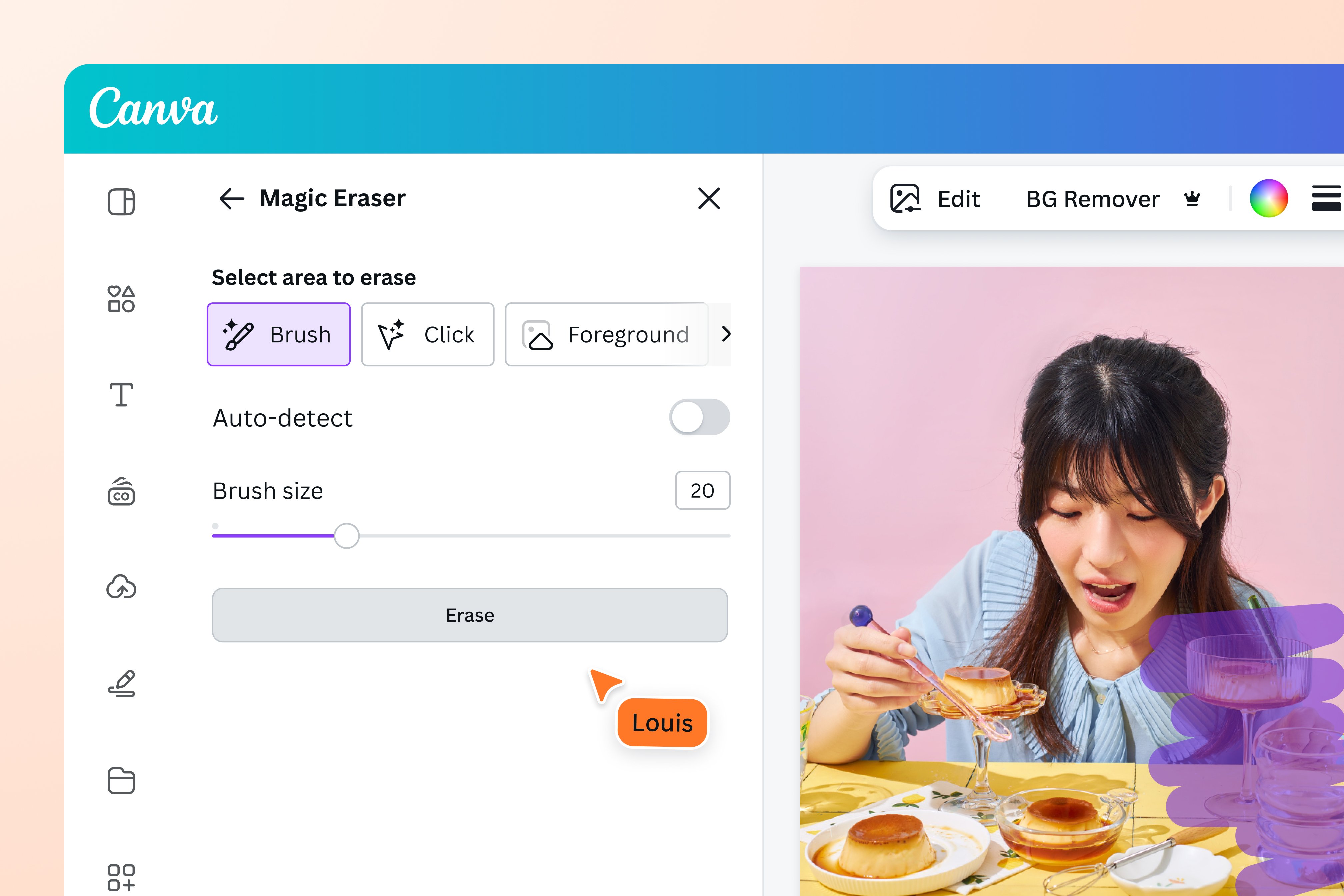 Adjust the brush size to erase objects from your photo Adjust the brush size to erase objects from your photo