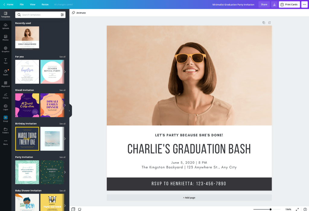 How to make a graduation invitation - Canva