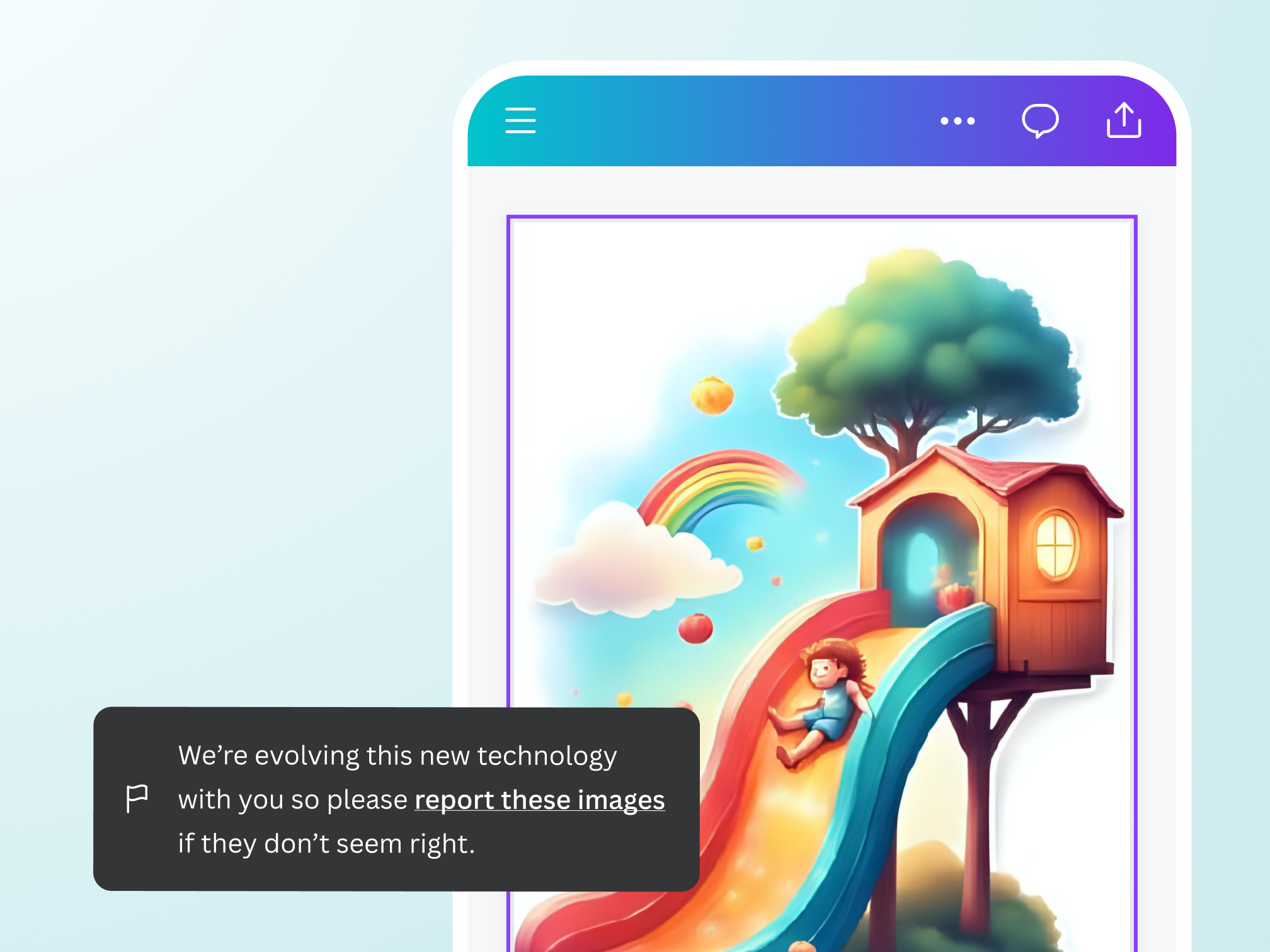 Preview of AI-generated image in Canva with layers of protection