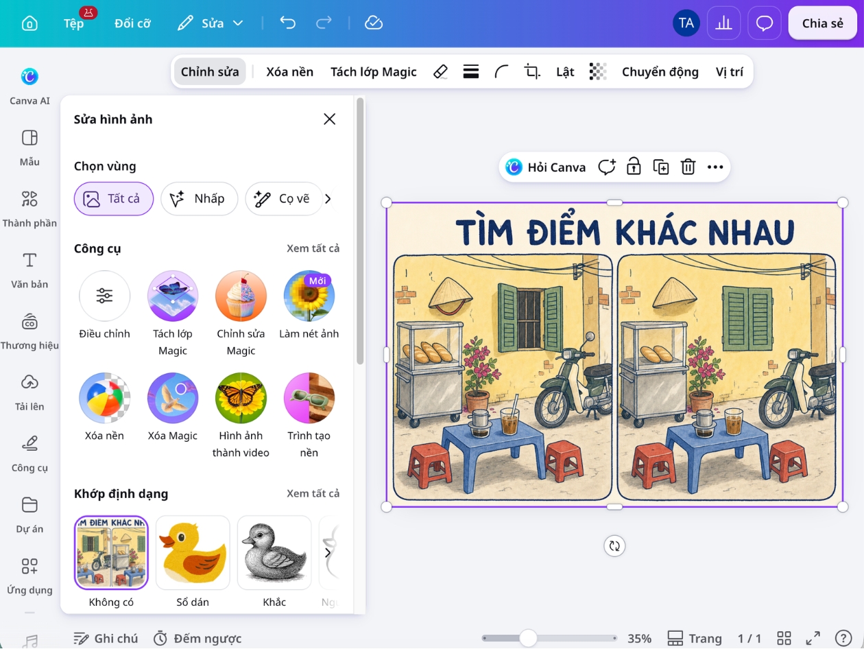 Tạo game tìm điểm khác nhau Tạo game tìm điểm khác nhau