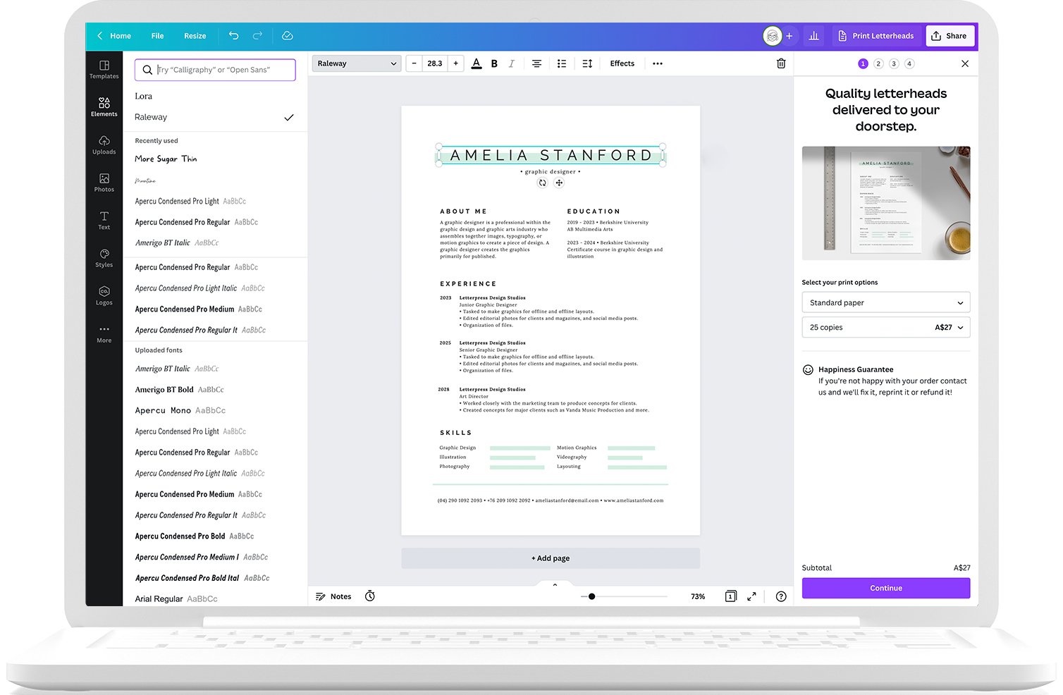 How to design and print your own resume