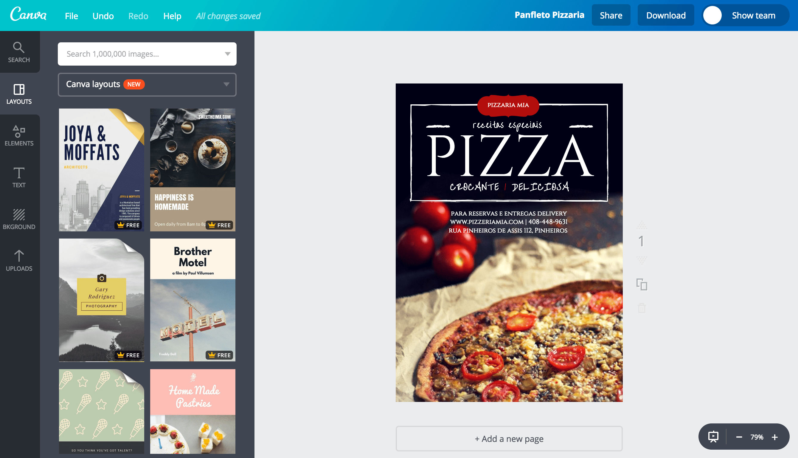 Panfletos de pizzaria