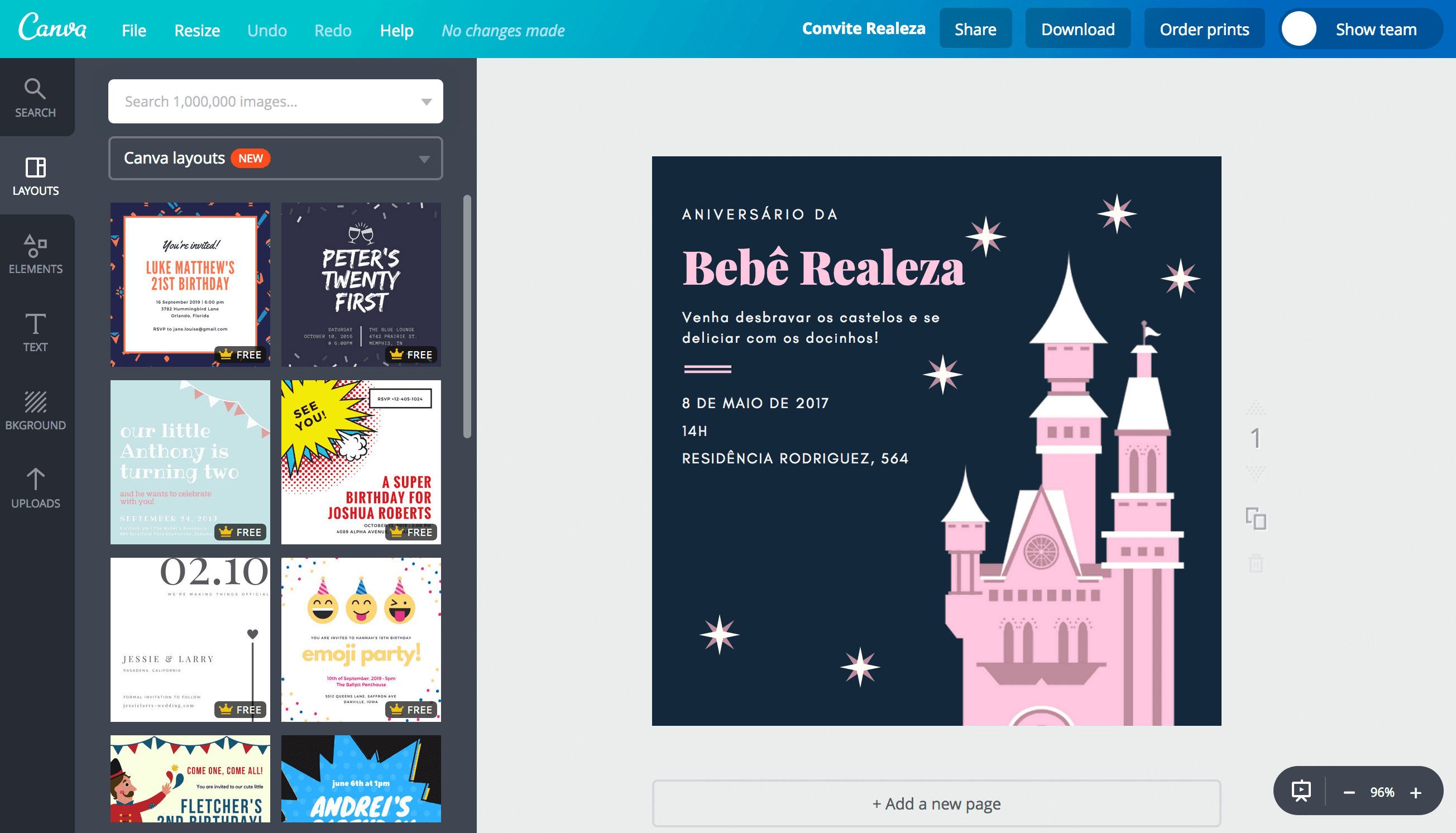 Convite de aniversário tema Realeza Convite de aniversário tema Realeza