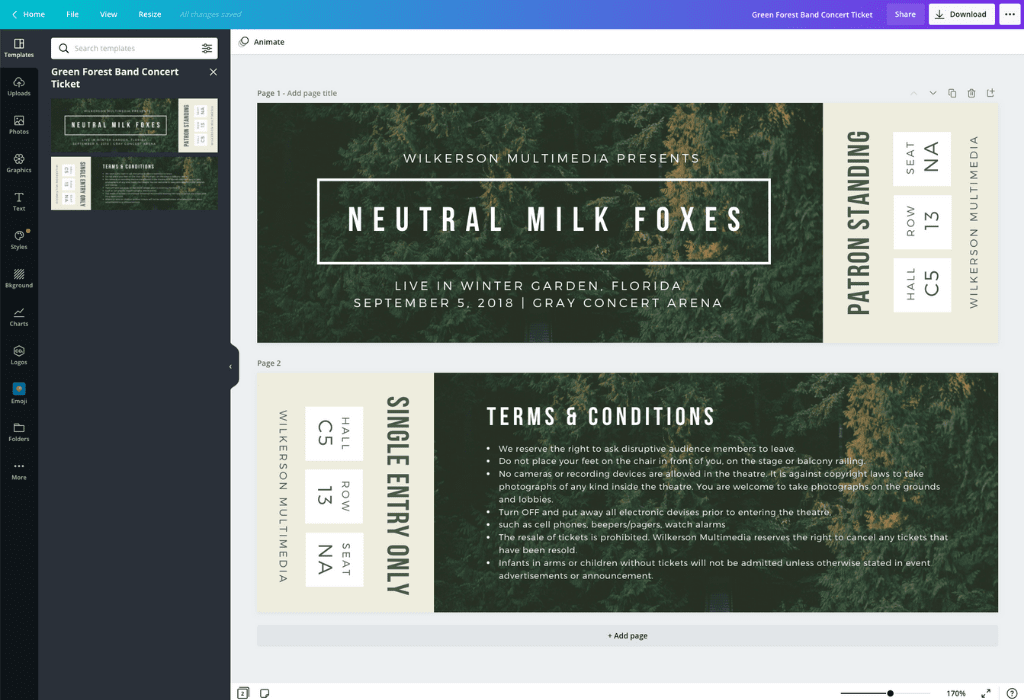 How to make a ticket - Canva