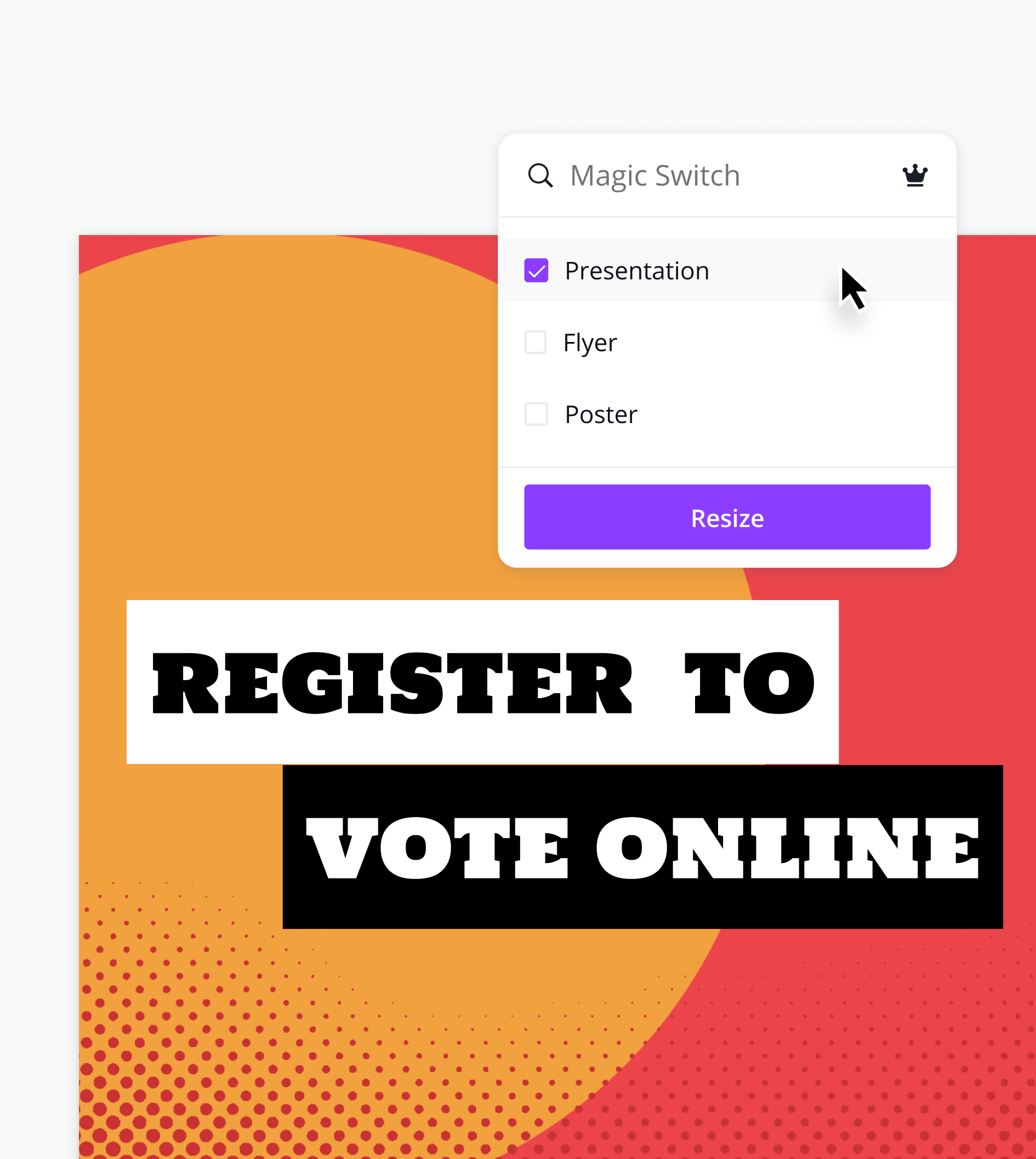 Newsroom example of Canva’s magic resize tool
