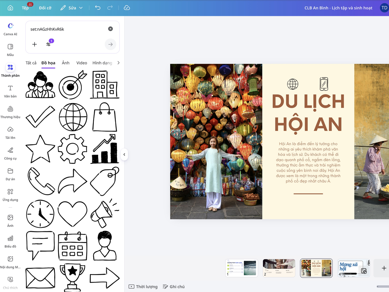 Sử dụng biểu tượng trên Canva Chọn các icon cùng bộ sưu tập trong Canva