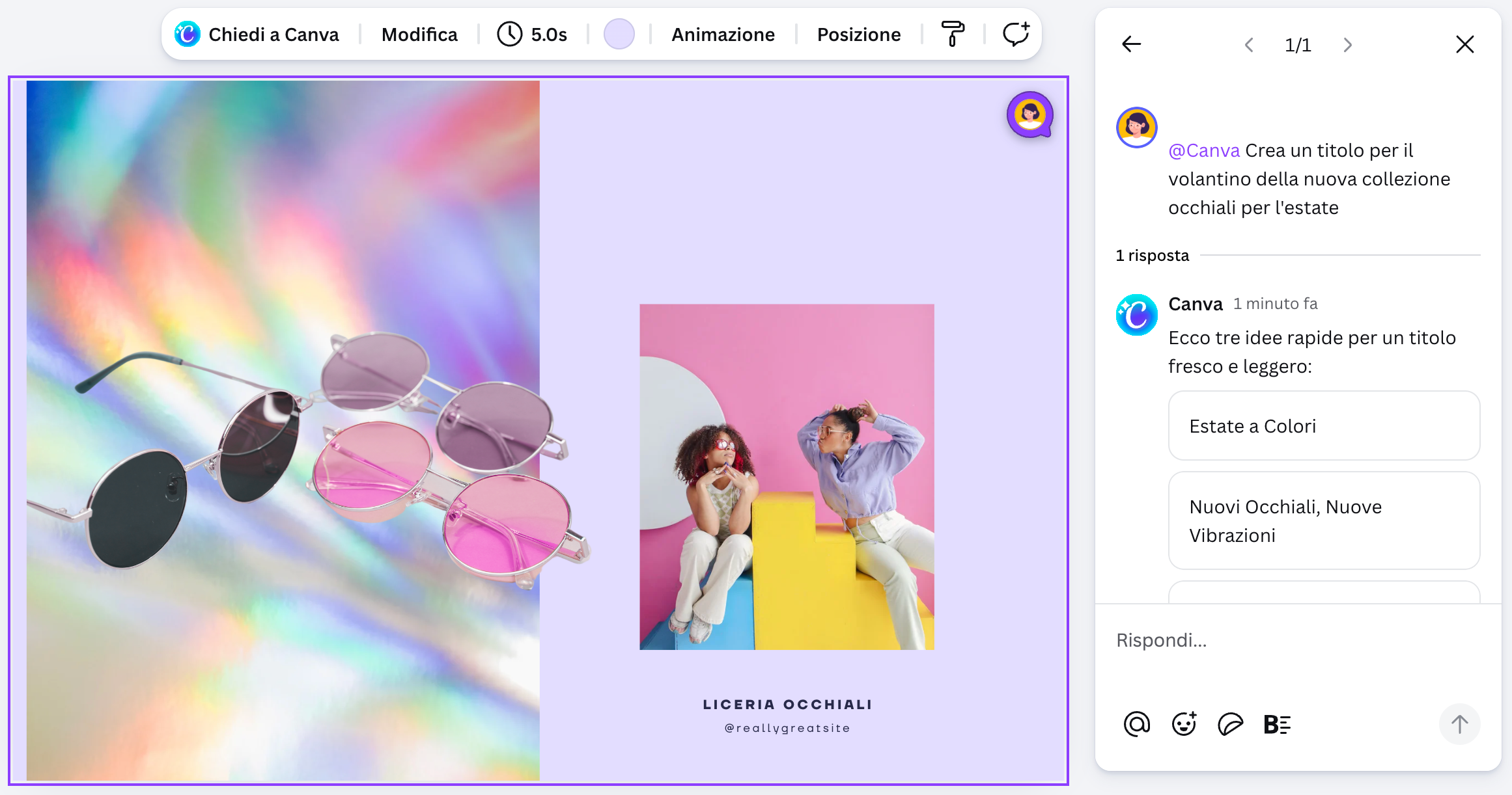 Migliora testo con Canva AI